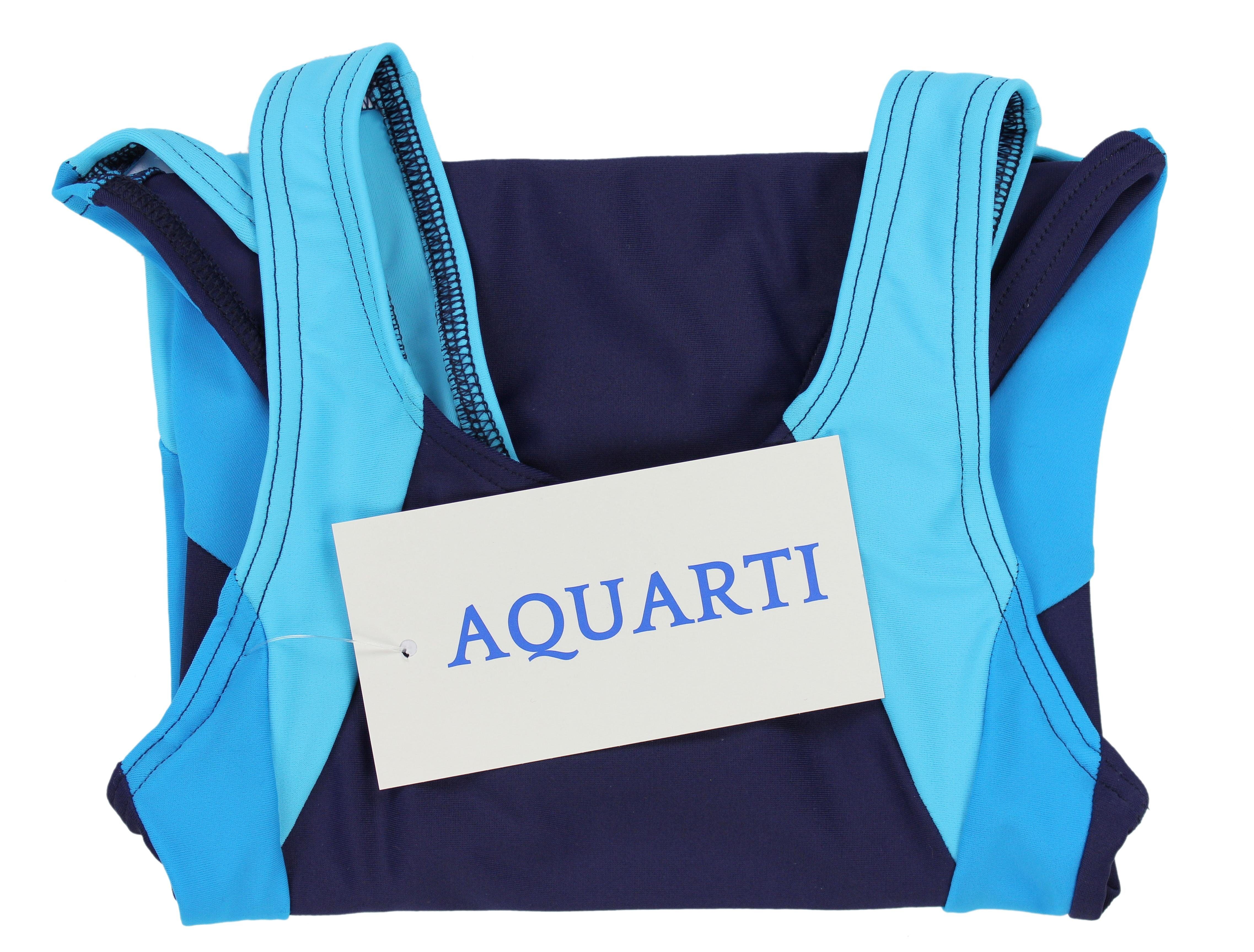 Aquarti Aquarti Mädchen Badeanzug Himmelblau / Ringerrücken / Dunkelblau mit Badeanzug Türkis