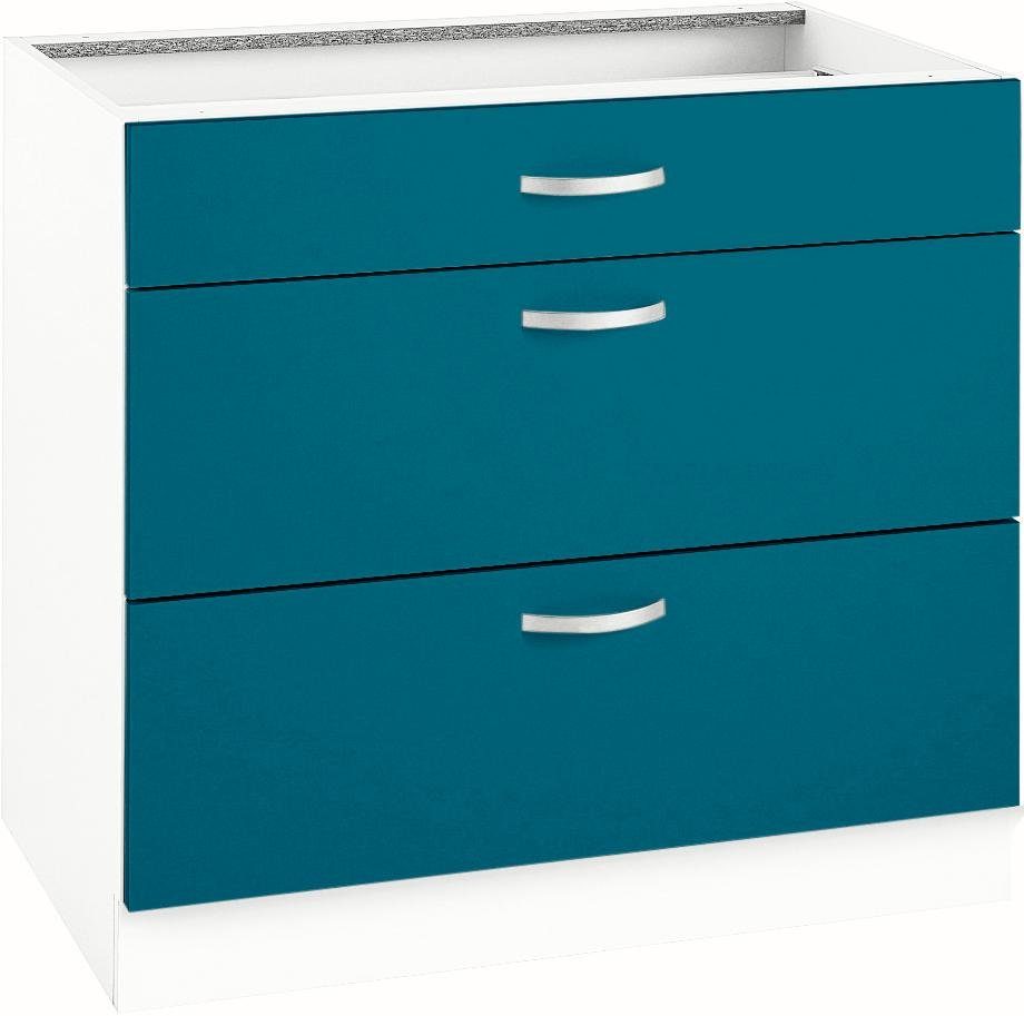 wiho Küchen Unterschrank Flexi Breite 90 cm Ozeanblau