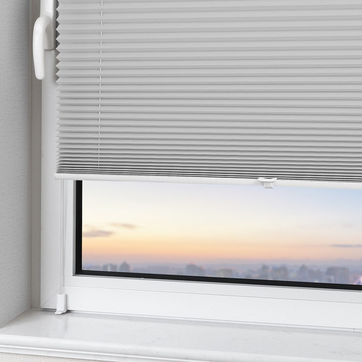Vkele Plissee Ohne Bohren,Klemmfix,Weiß, Einfach Montage, Klemmträger, Easyfix Faltrollo mit Klemmträger Sonnenschutz und Sichtschutz