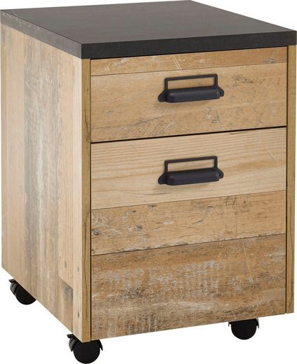 Premium collection by Home affaire Rollcontainer »SHERWOOD«, in modernem Holz Dekor, mit Apothekergriffen aus Metall, Breite 47 cm