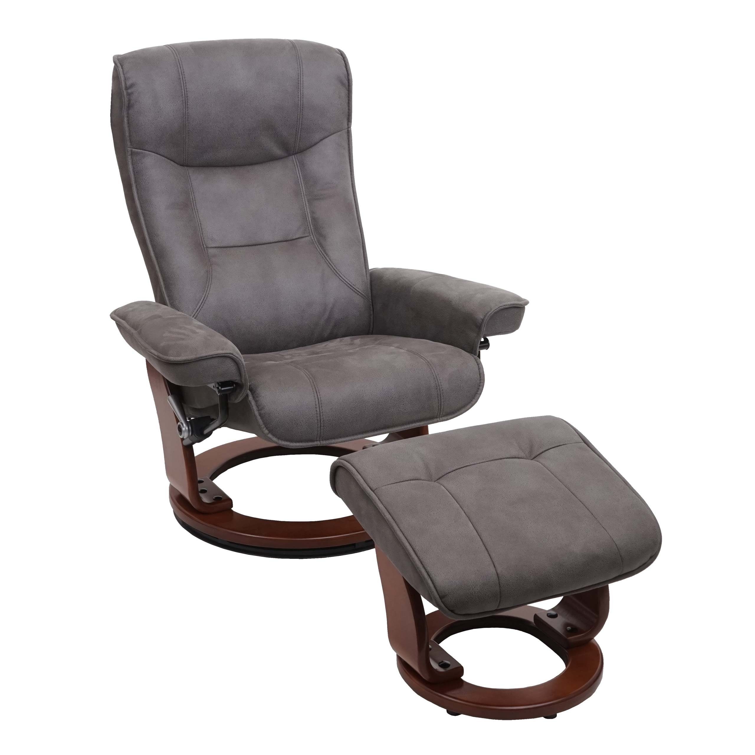 MCA furniture gepolstertem 360° Inkl. Armlehnen walnussfarben Breite um Sessel Fußhocker, Halifax-S, drehbar, dunkelgrau, Relaxsessel