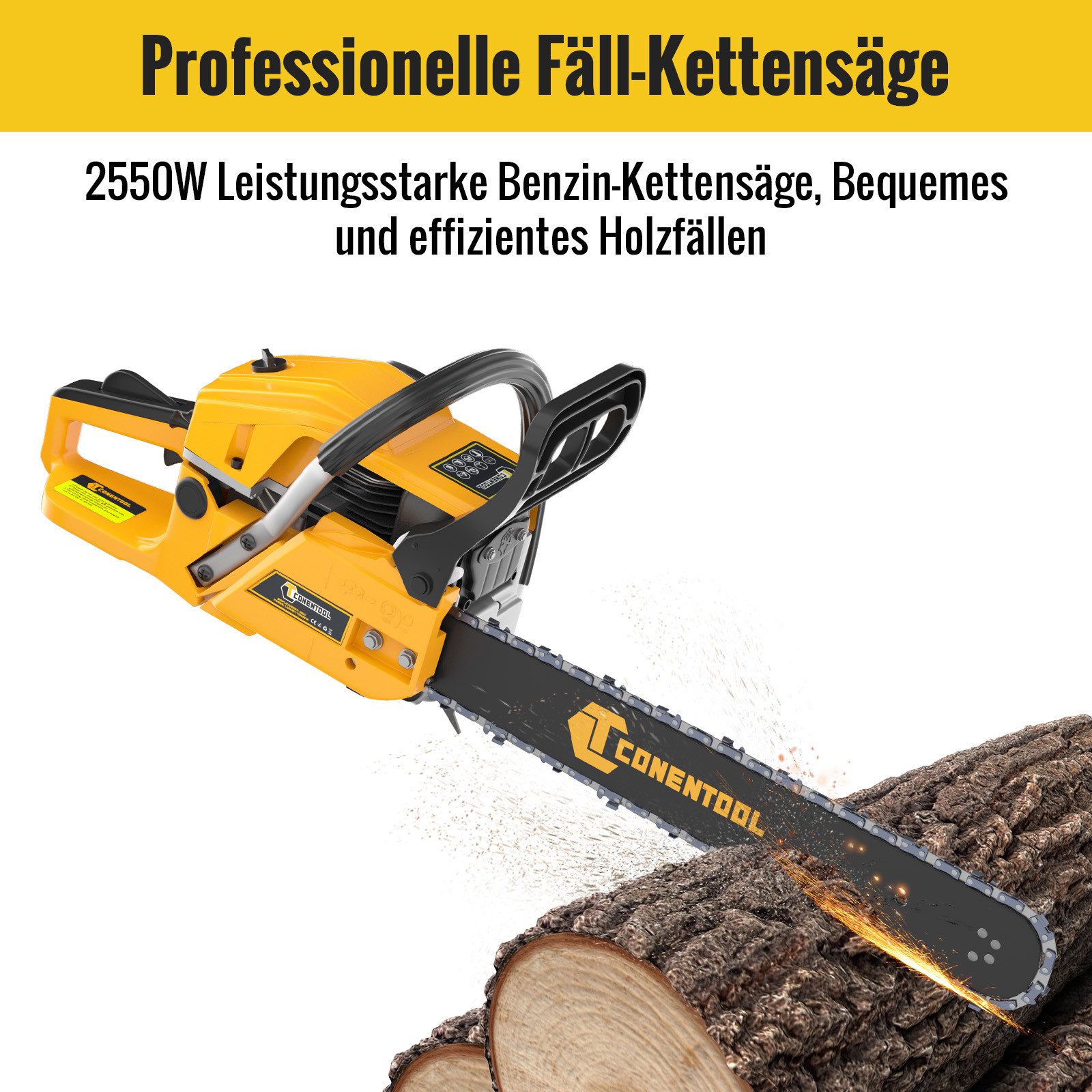 CONENTOOL Benzin-Kettensäge 58cc, 45 cm Schwertlänge, günstig online kaufen