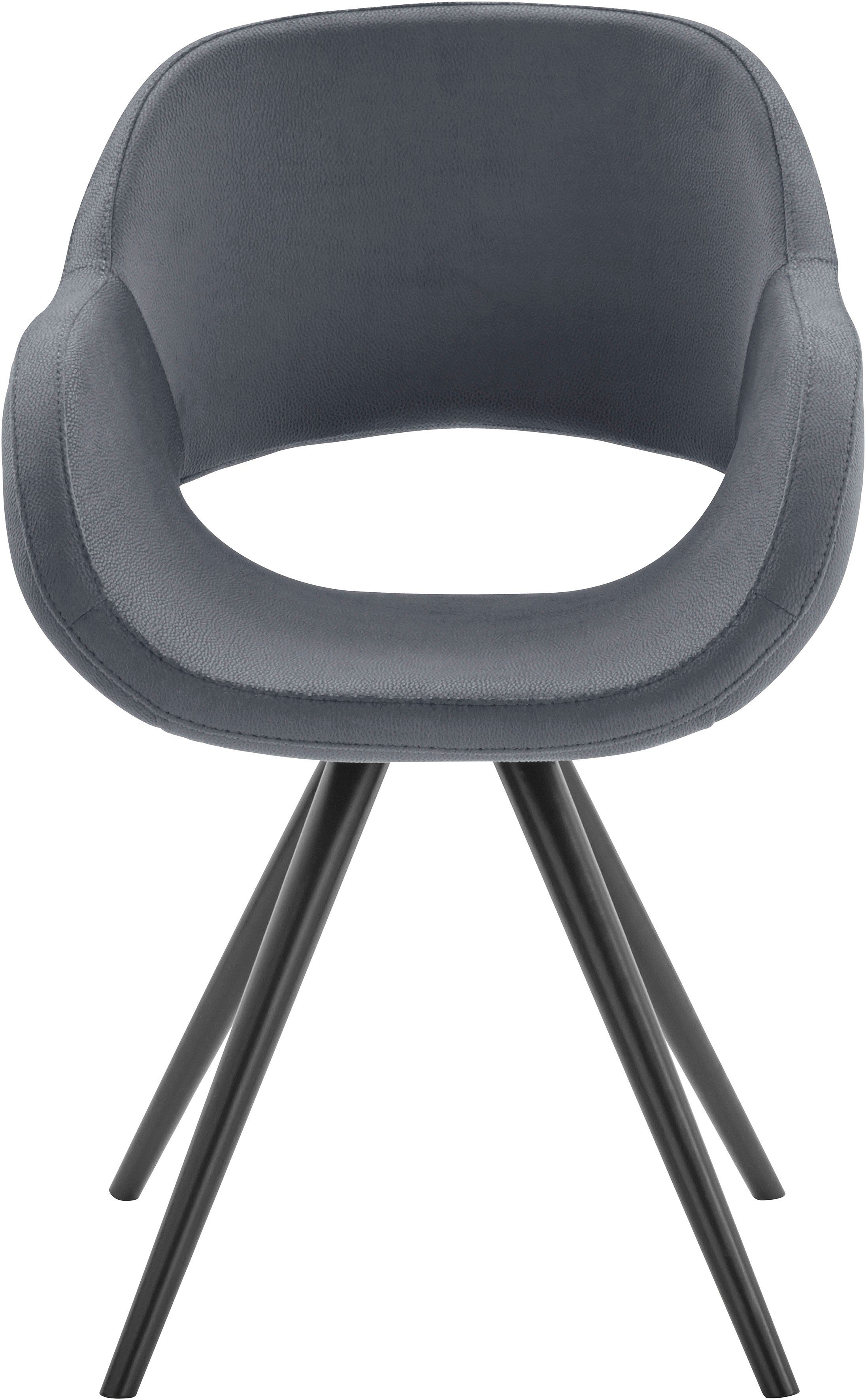 Home affaire Armlehnstuhl Aurora (Set, 2 St), Gestell aus Massivholz Buche in schwarz lackiert