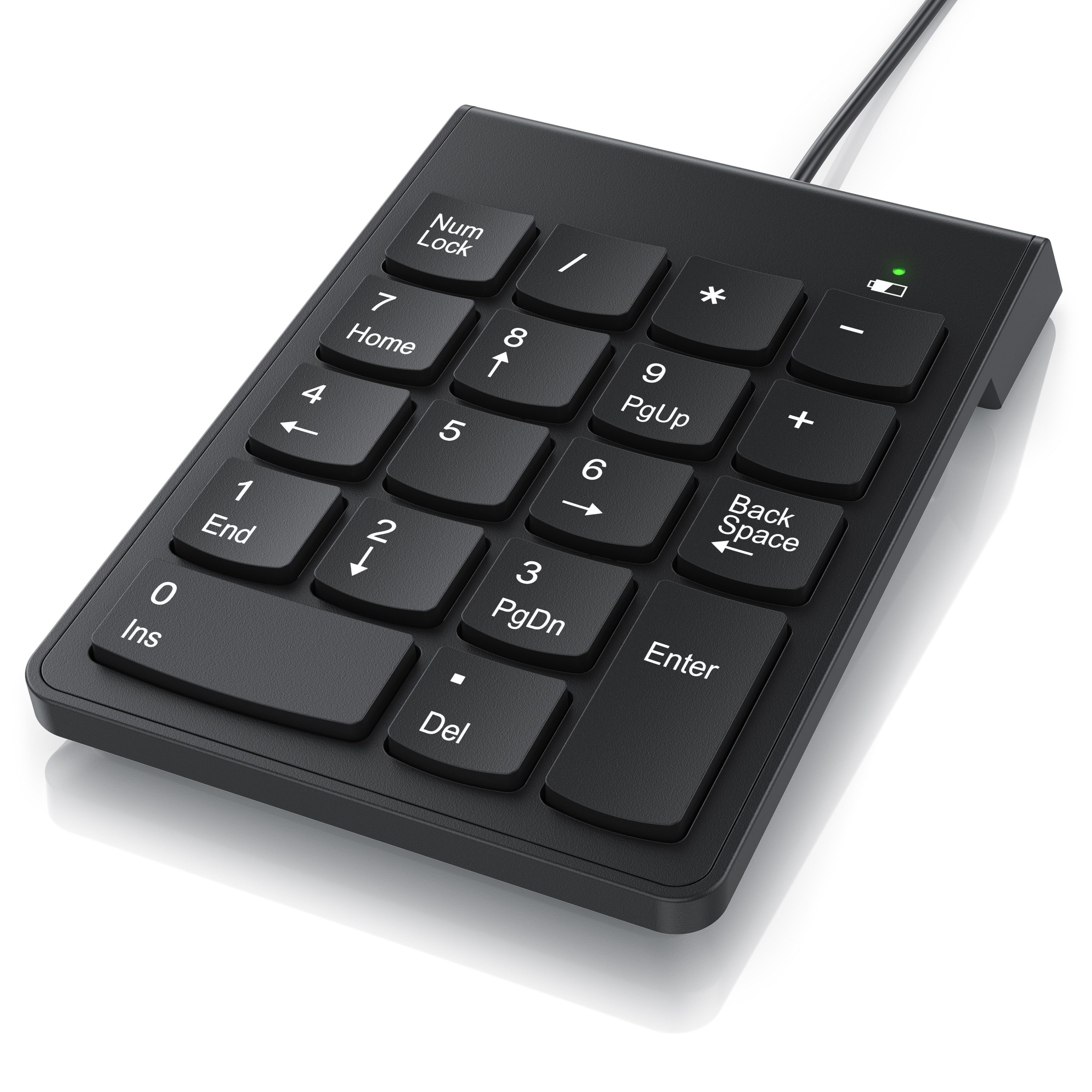 CSL Numpad, Keypad inkl. Mulitmediatasten, USB, Nummerntastenfeld Wireless-Tastatur (Nummernblock Zusatztastatur, 10 Multimedia Keys, 18 Tasten, Laptop, PC)