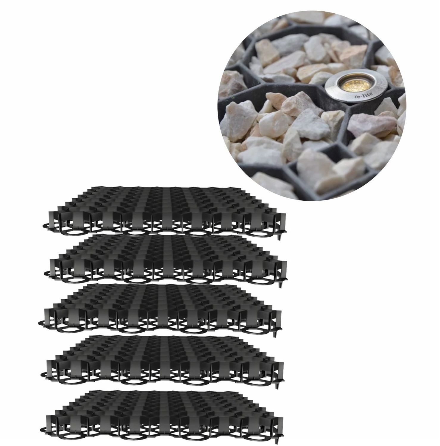 Boni-Shop Rasengitter 10er Set Kunststoff Rasengitter Schwarz