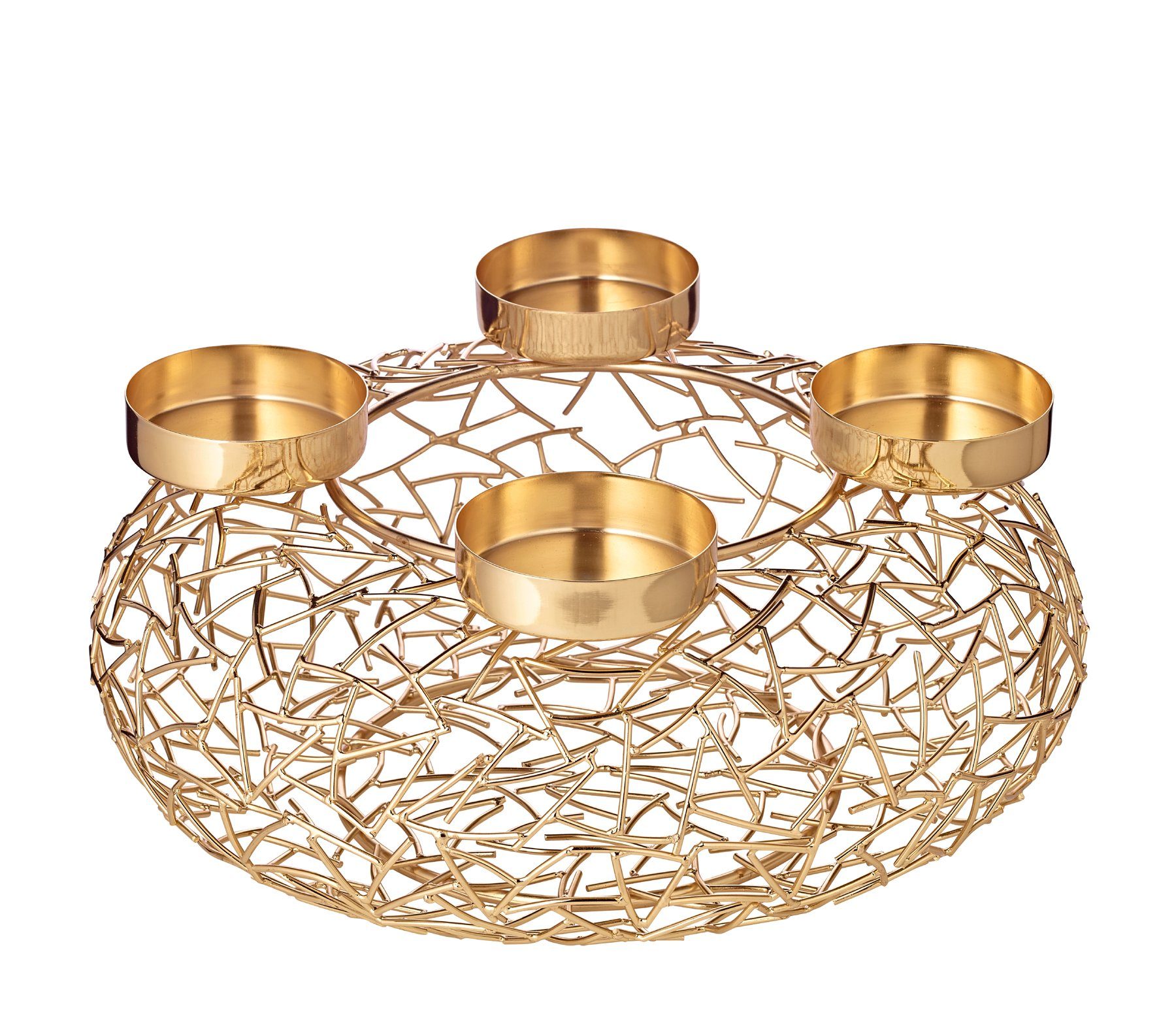 EDZARD Adventskranz Milano, (34 cm) Kerzenhalter für 4 Stumpenkerzen á Ø 8 cm, vernickelt