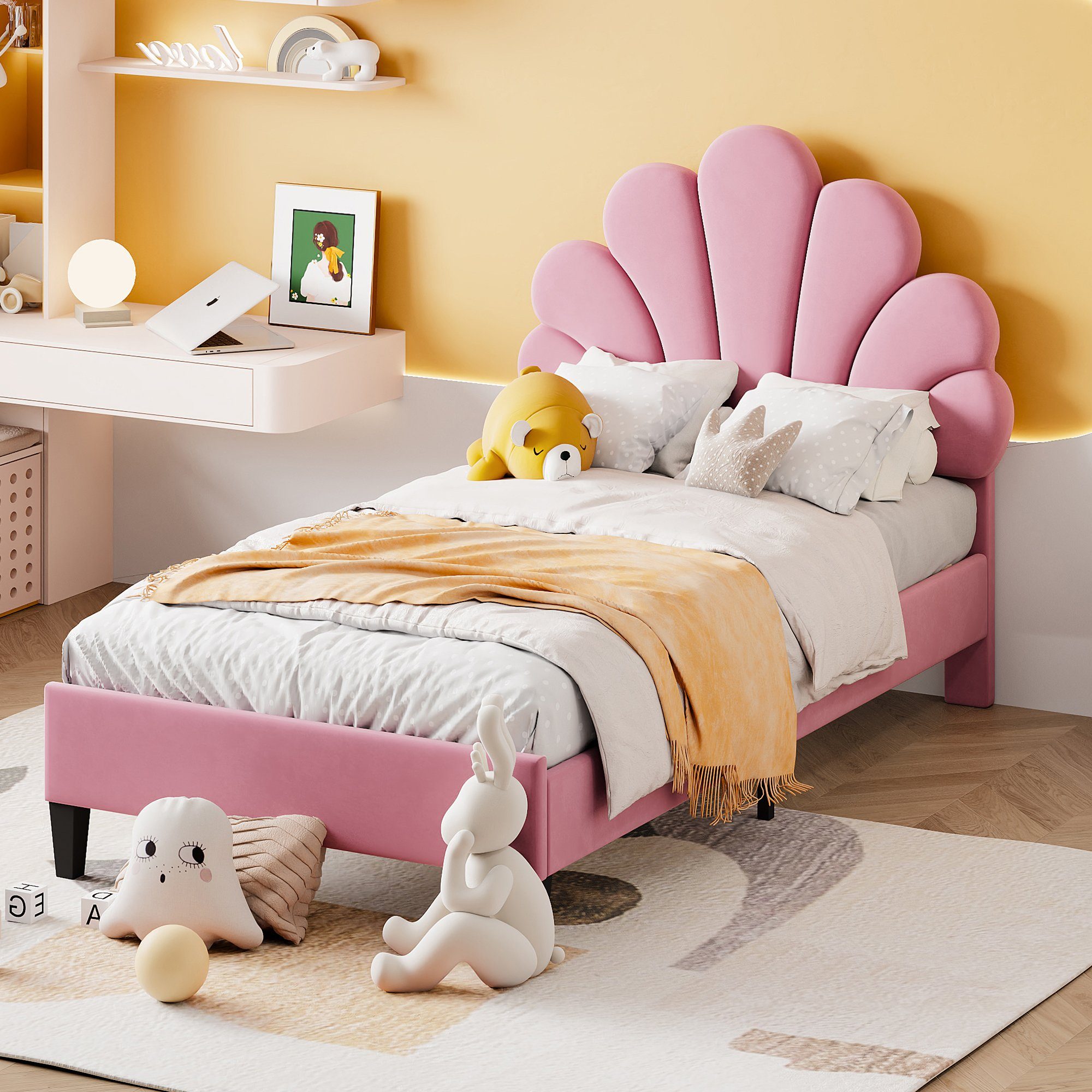 REDOM Einzelbett 90 x 200 cm Kinderbett Gästebett Polsterbett (mit Kopfteil günstig online kaufen