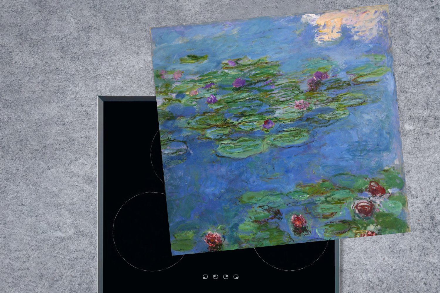 MuchoWow Herdblende-/Abdeckplatte - Monet, für Claude Vinyl, 78x78 Ceranfeldabdeckung, Seerosen tlg), küche Arbeitsplatte cm, (1