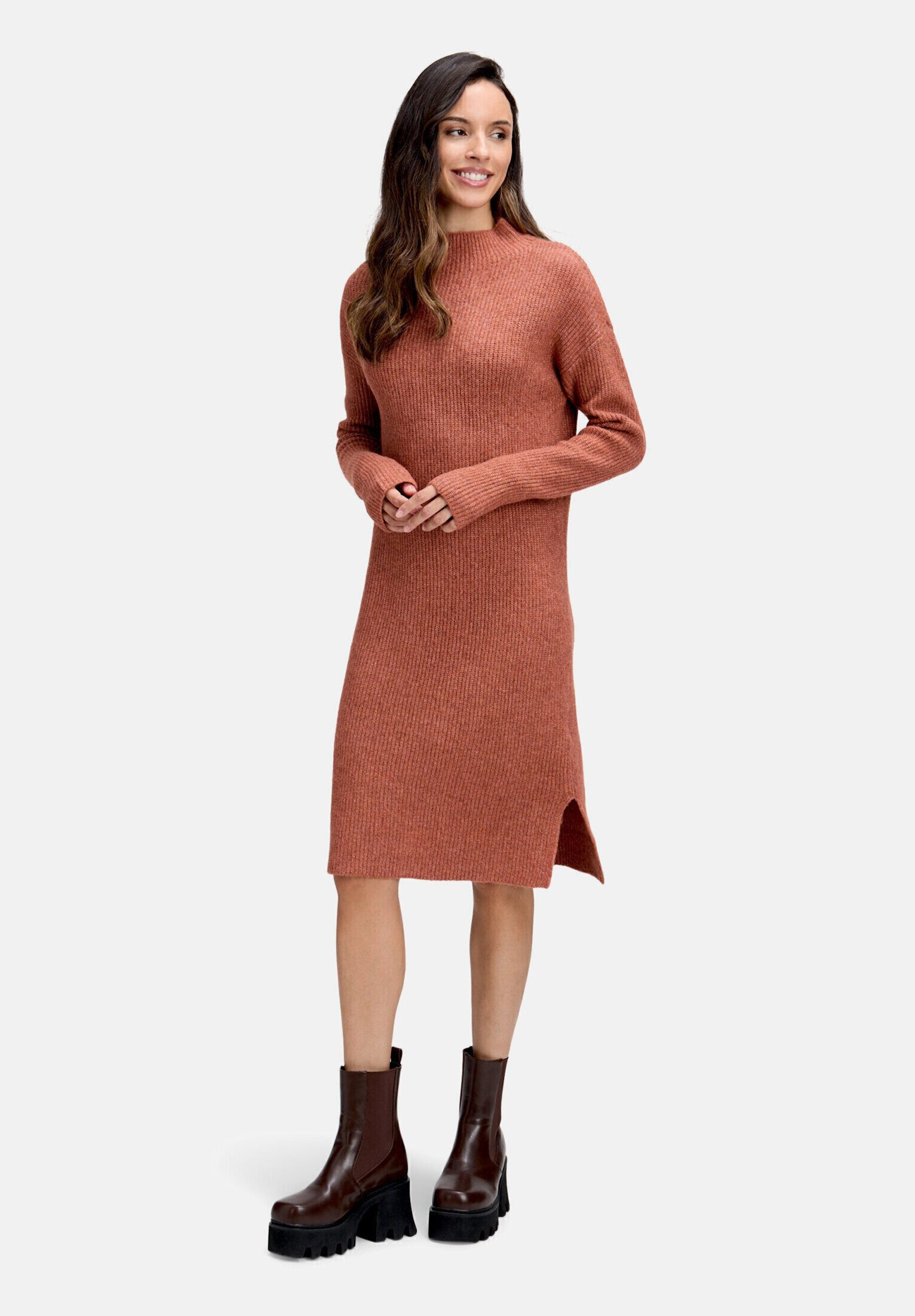 Cartoon Strickkleid Damen mit Stehkragen