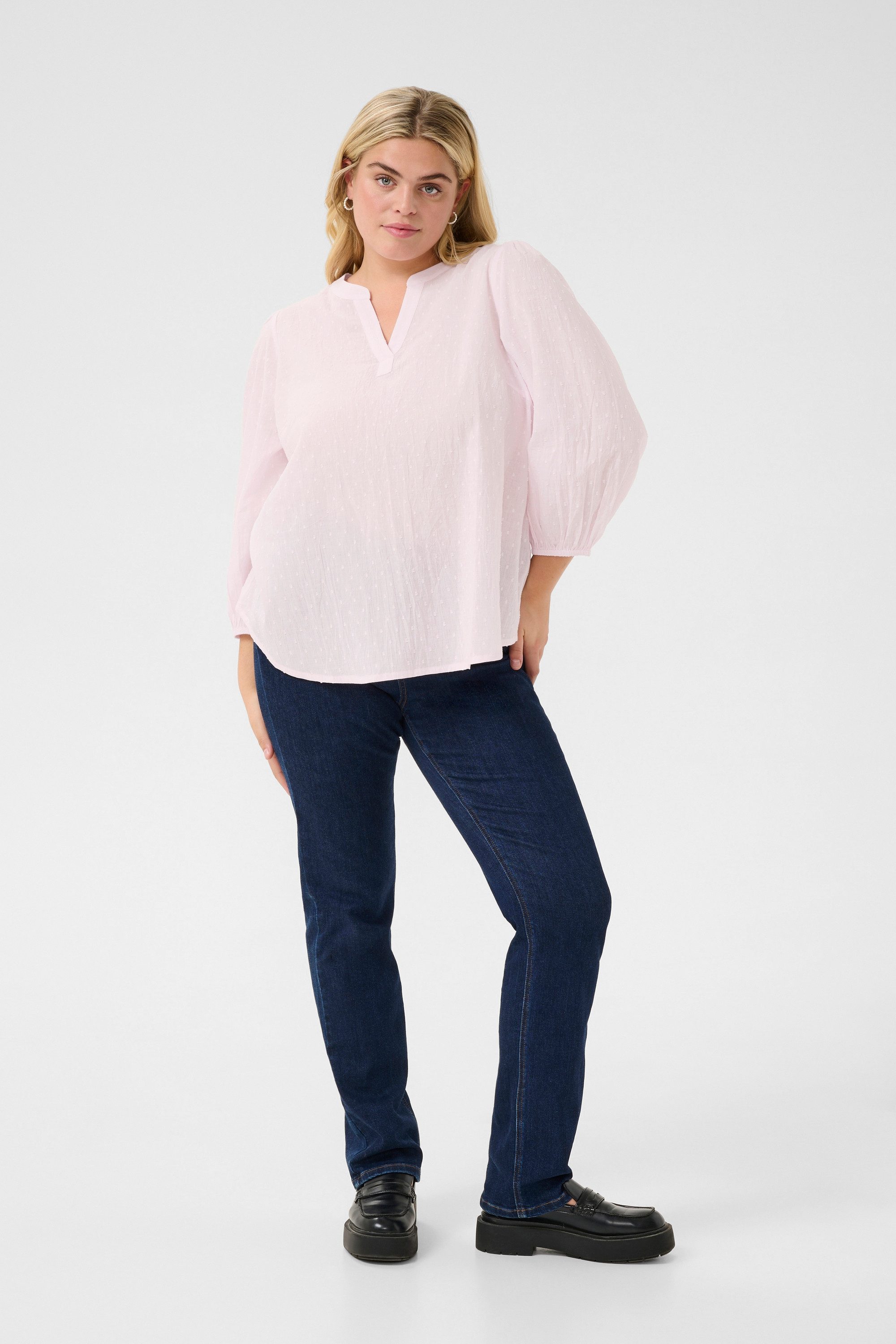 KAFFE Curve Langarmbluse Langarm-Bluse KCsilla Große Größen