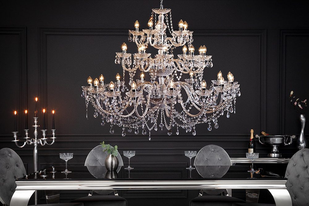 riess-ambiente Kronleuchter CRYSTAL 120cm transparent - Acryl, 30-armig, Strasssteine, Barock, ohne Leuchtmittel, extravagante Hängelampe - ideal für Schlaf-, Wohnzimmer und Altbau