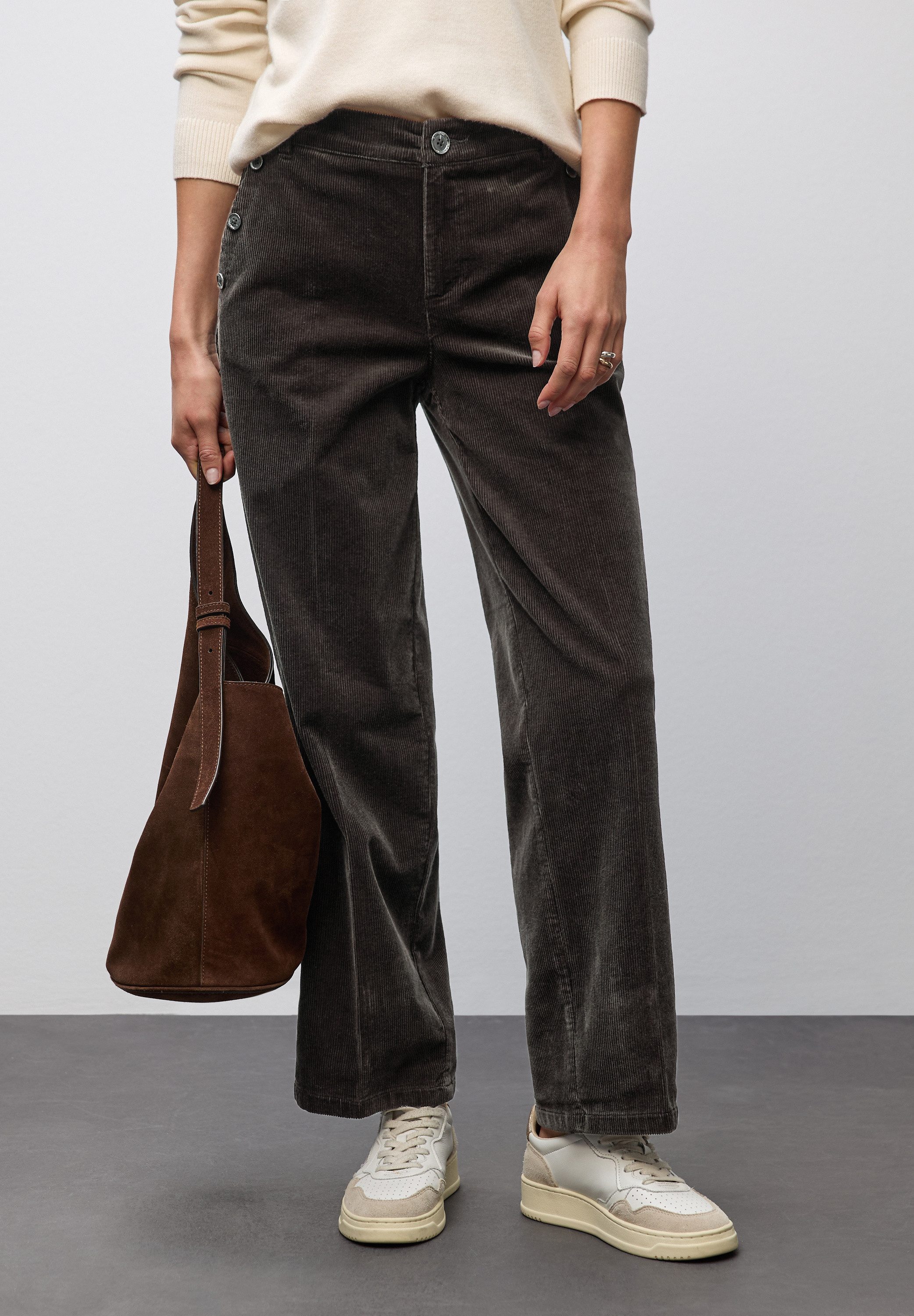 STREET ONE Cordhose Straight Leg, Mid Waist günstig online kaufen