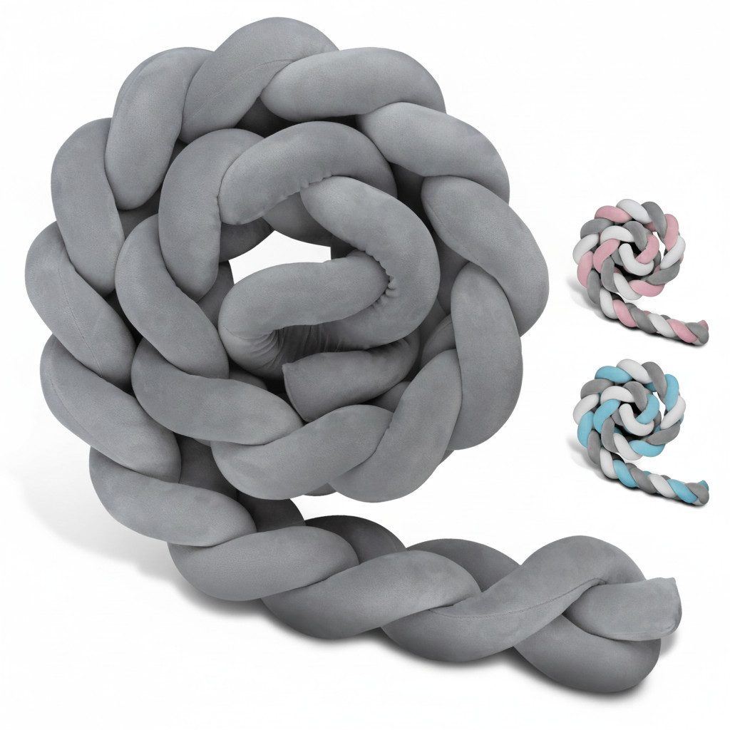 Amandi Bettnestchen - Bettschlange - 2m Bettumrandung fürs Babybett - laborgeprüft, - Babynest geflochten - Sichere Bettumrandung