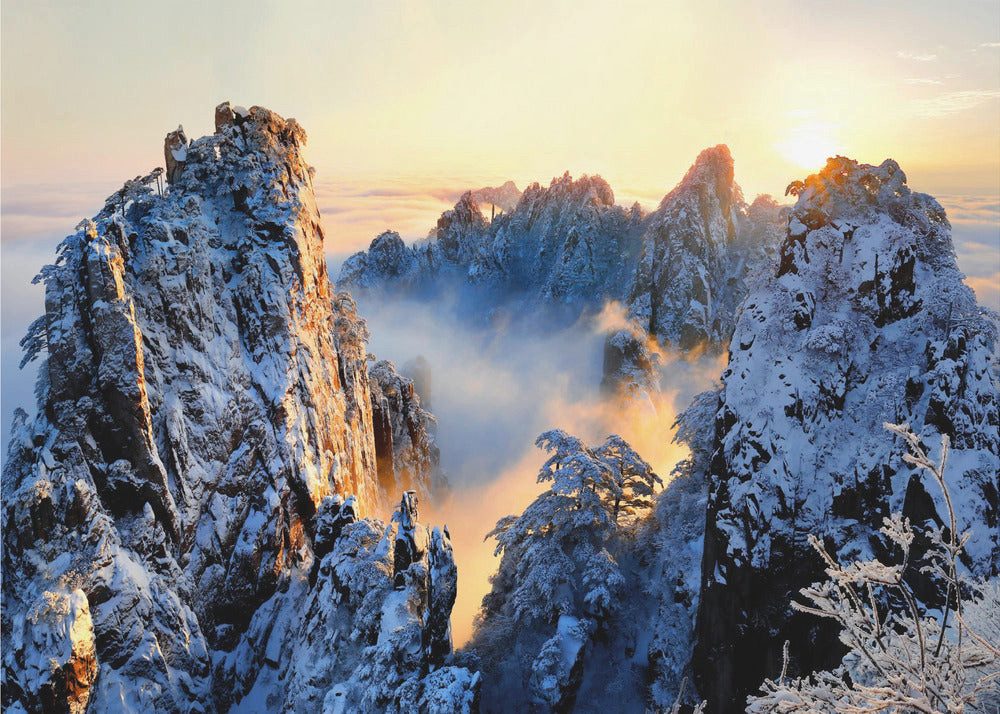 Papermoon Poster "Sunrise at Mt. Huang Shan" von Adam Wong, 250 g/m² Galeriedruck, Mit oder ohne Rahmen, brillante UV-beständige Farben, Made in Germany