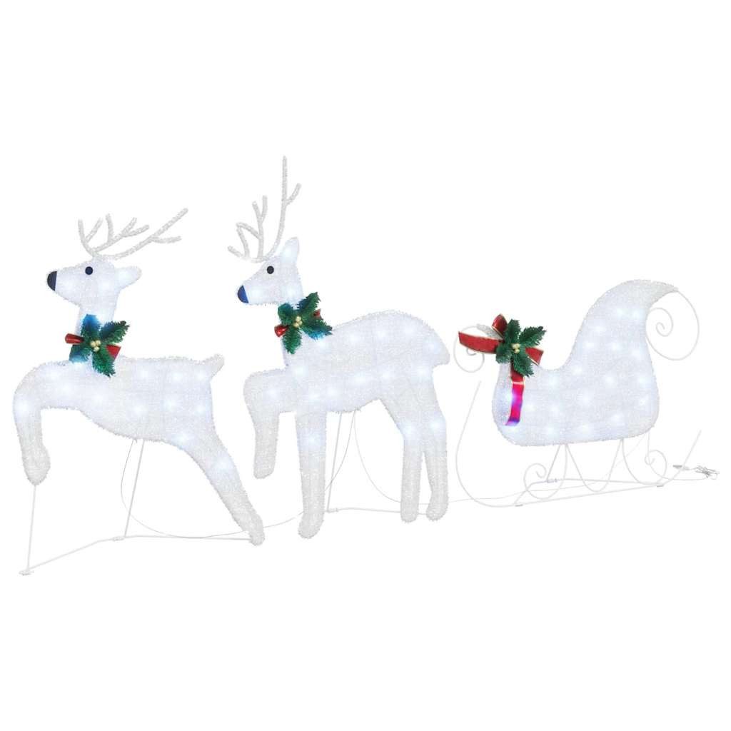 vidaXL Weihnachtsszene, LED Rentiere 3 pcs Kaltweiß Stoff