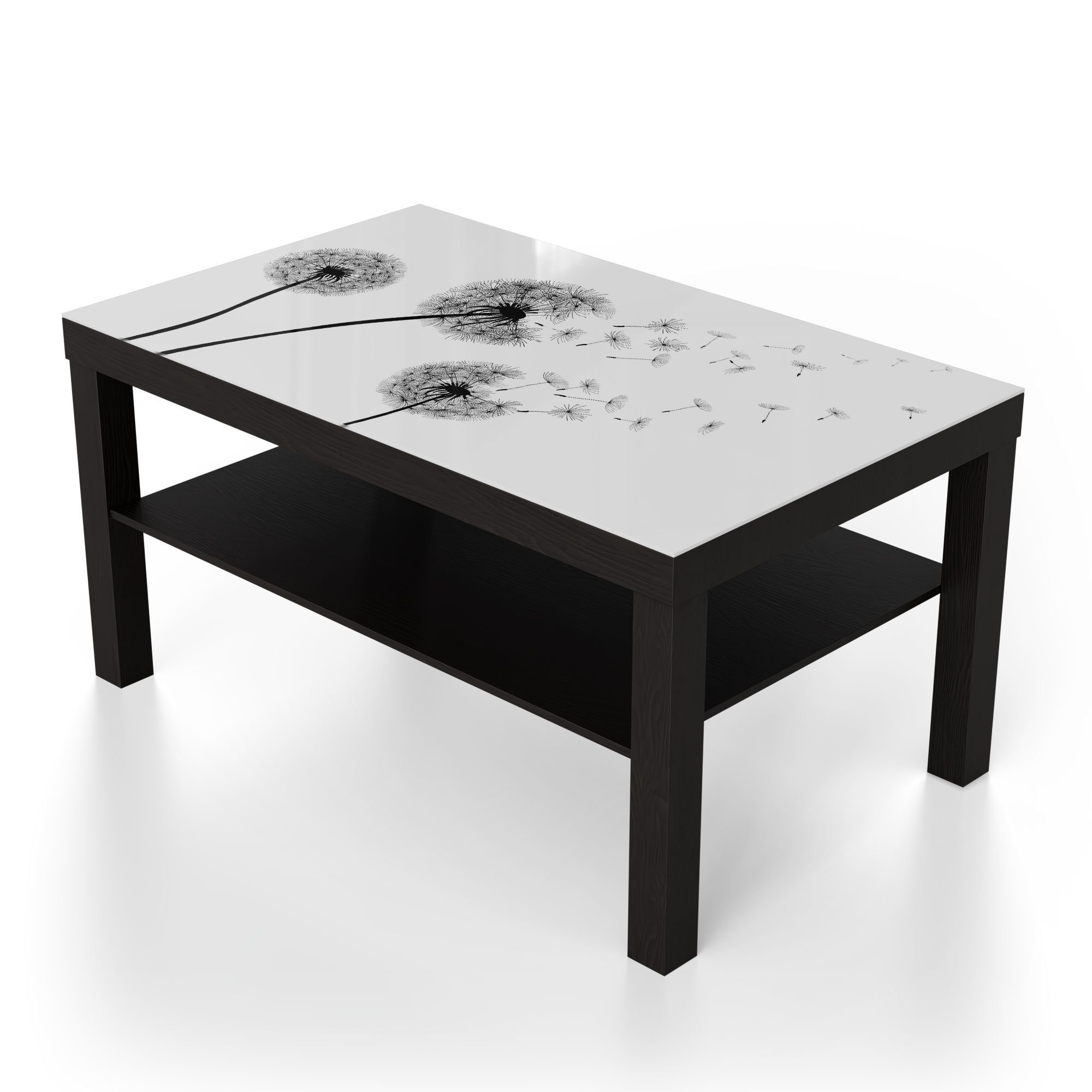 DEQORI Couchtisch 'Schwarze Pusteblumen', Glas modern Glastisch Beistelltisch