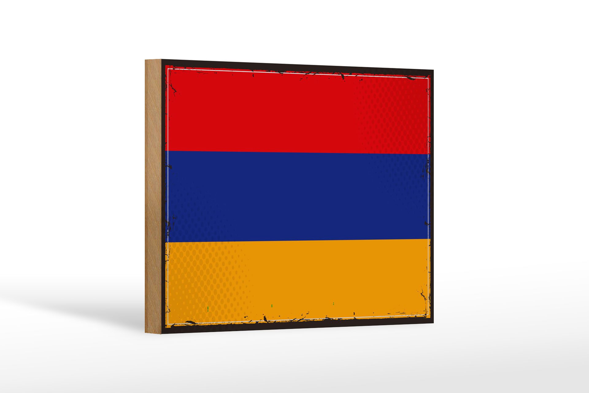 Femer GmbH Holzbild Flagge Armenien 18x12 cm Retro Flag of Armenia, Flaggen (1 St), Glatte Holzfaserplatte (MDF), vorn beschichtet