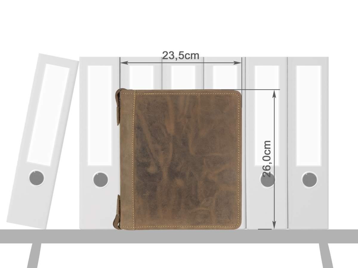 Greenburry Terminplaner "Vintage" Leder Terminkalender A5 (23x26cm) antik braun mit Reißversch, mit Systemeinlage und Kalender