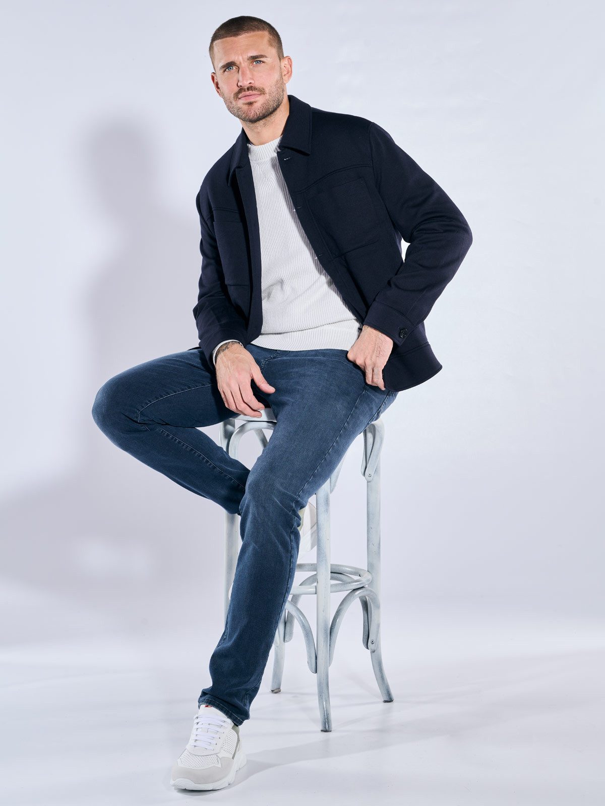 emilio adani Kurzjacke Herren Hemdjacke mit Reverskragen, Saphirblau