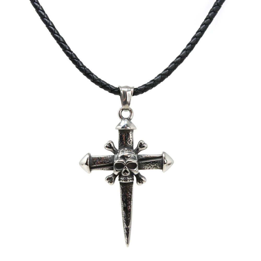 DALMARO Kette mit Anhänger Lederkette Edelstahlkette 316L PIRATEN KREUZ, He günstig online kaufen