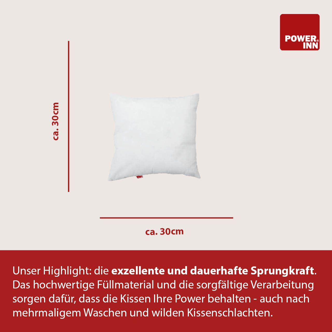 POWER INN Kissenfüllung POWER INN Innenkissen Polyester, 30 x 30 cm, Kisseninlett, Waschbar