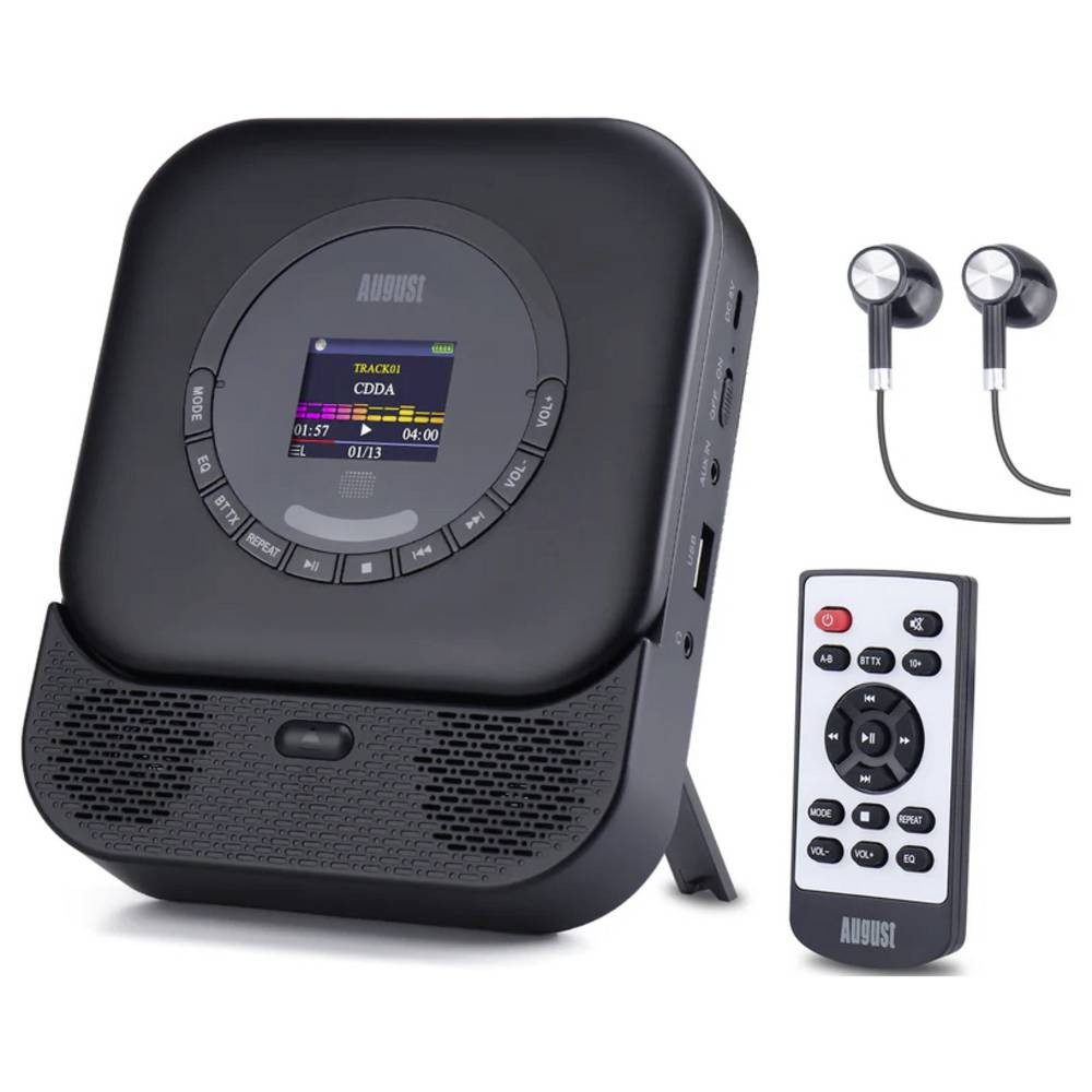 August SE15B MP3-Player Schwarz Bluetooth®, Lautsprecher MP3-Player