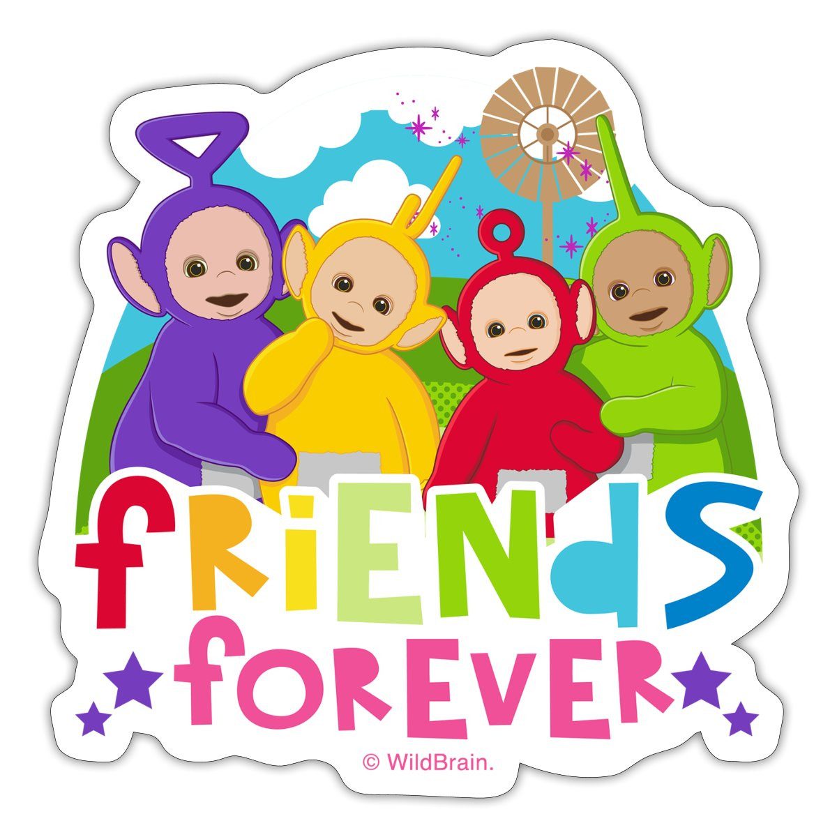 Spreadshirt Aufkleber Teletubbies Süßes Design Friends Forever Sticker Aufkleber