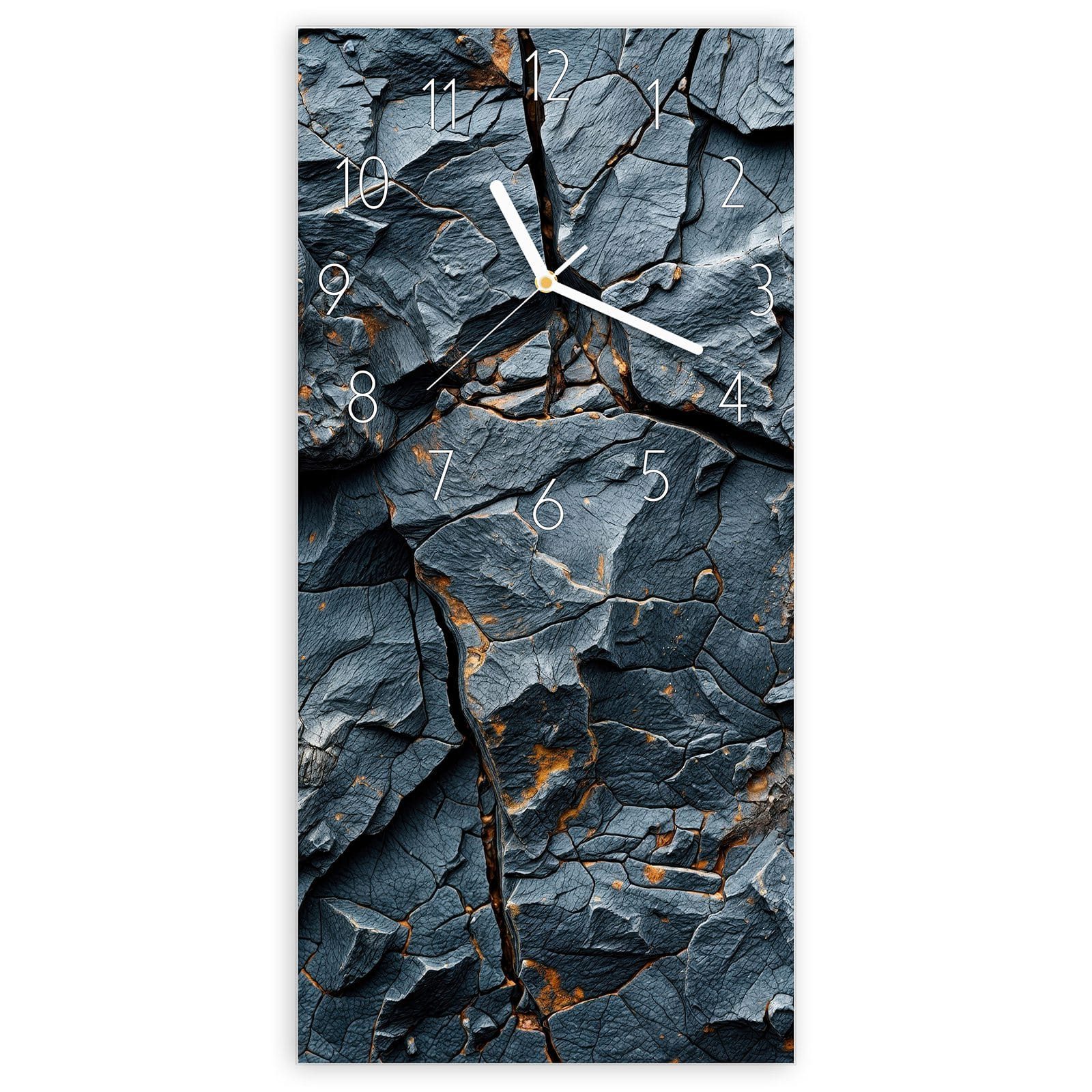 Wanduhr Glasuhr Wandkunst Größe 30 x 60 cm mit Motiv Gesteinsformation
