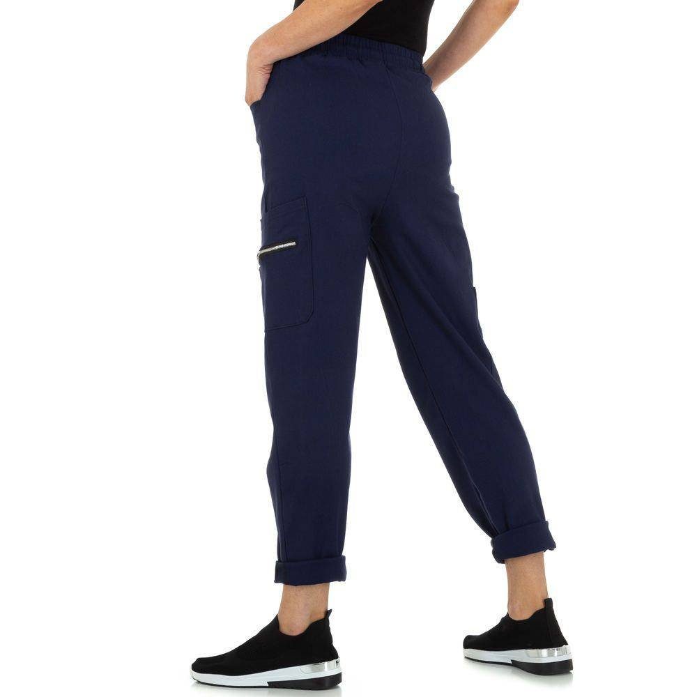 Damen Hosen Ital-Design Stoffhose Damen Freizeit Stretch Stoffhose in Blau