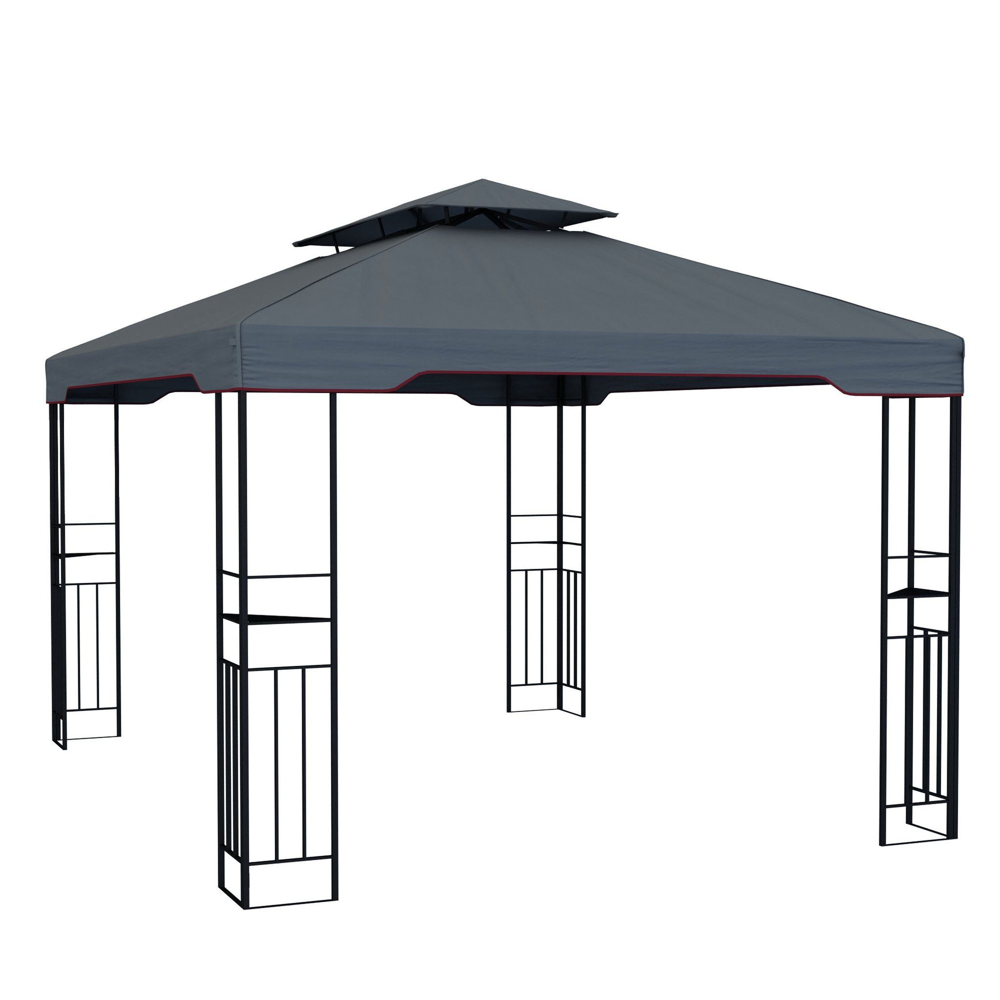 paramondo Pavillon Gartenpavillon 4x3m Deluxe Pavillon Outdoor stabil Anthrazit, Doppel Dach, UV 50+, Erdnägel Set, leicht demontierbar