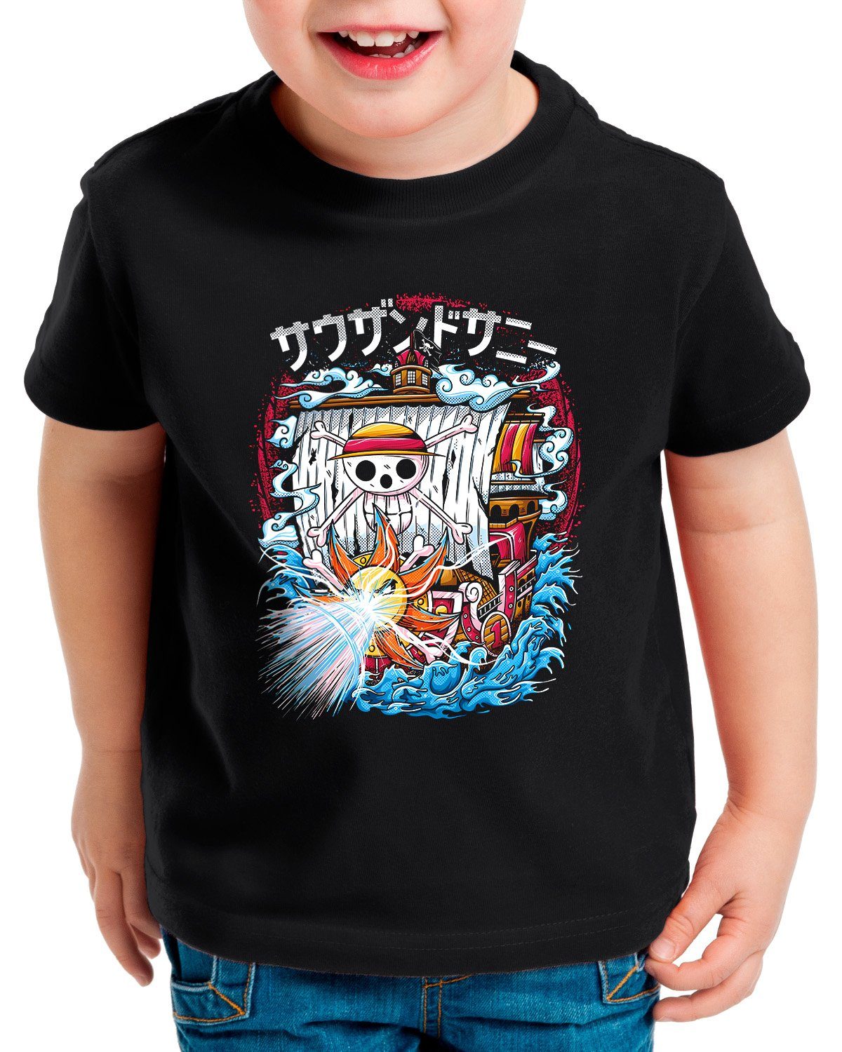 style3 Print-Shirt Kinder T-Shirt Thousand Blast japan anime luffy manga one piece | T-Shirts