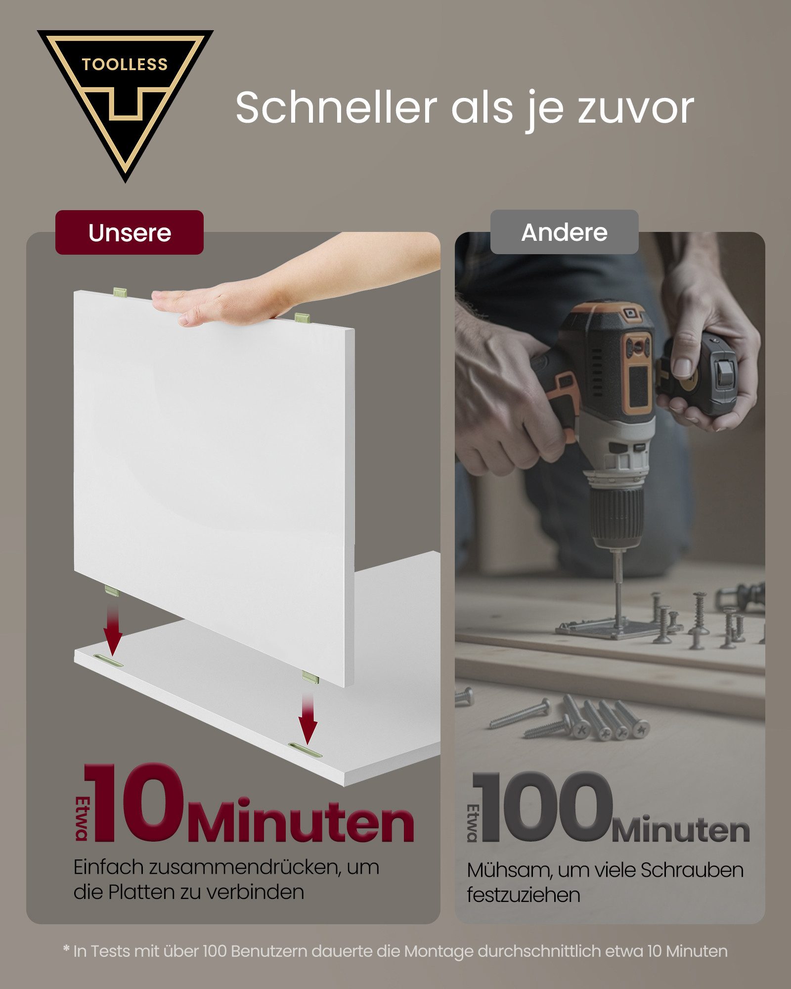 VASAGLE Nachttisch mit Ladefunktion, Toolless-Technologie, Beistelltisch mit Schublade (1-St), Nachttisch werkzeuglos Montage 1 er/2er Set