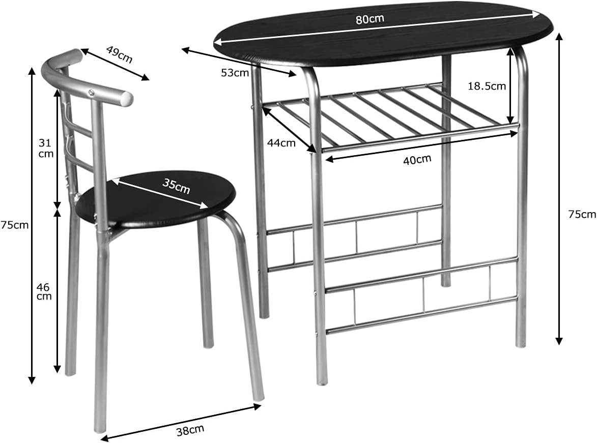 aus Sitzgruppe, Essgruppe 3-tlg), Balkonset KOMFOTTEU Holz (Set, silber+schwarz