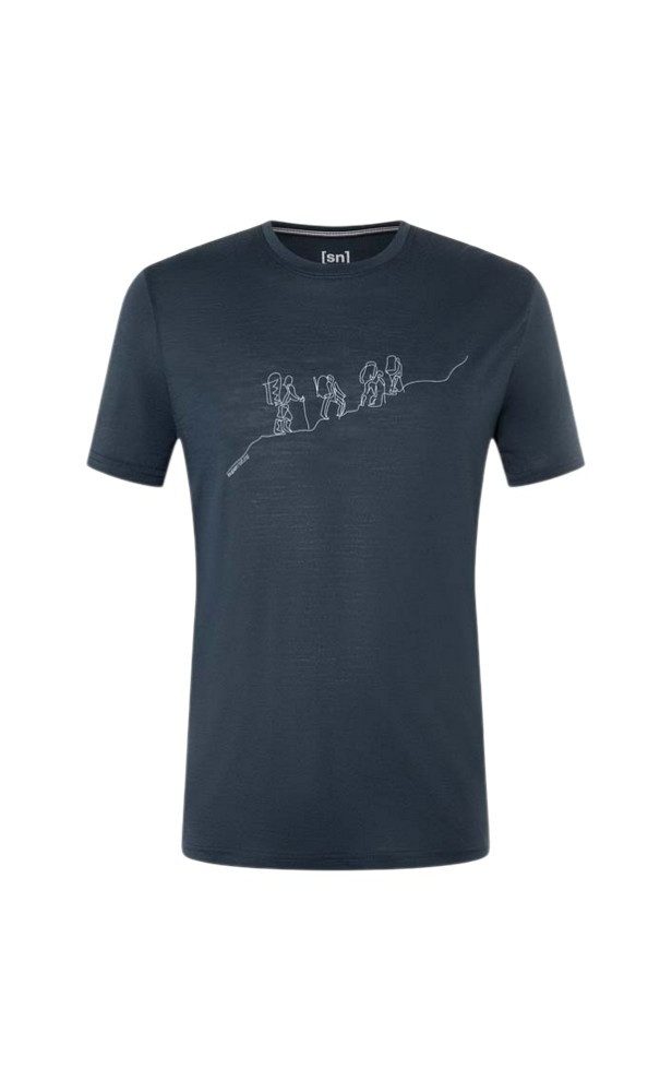 SUPER.NATURAL T-Shirt Wander-/Freizeit Graphic Hiking - Merinowollmix - blueberry navyblau