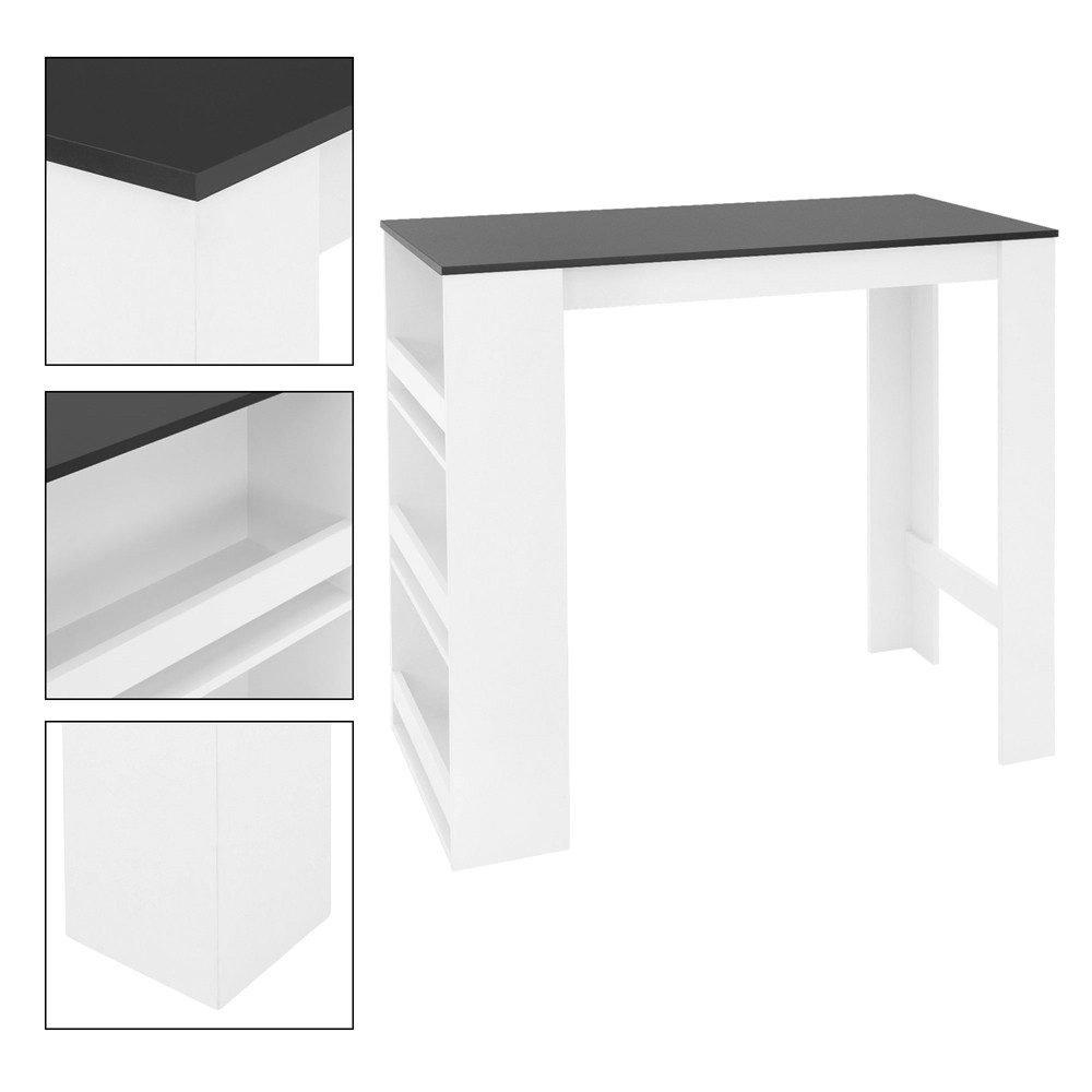 ML-DESIGN Bartisch Bistrotisch mit 3 Ablageflächen aus Holz Bartheke Küchenthe, Küchenbar Weiß Küchenbartisch Bartresen Schreibtisch Loungetisch
