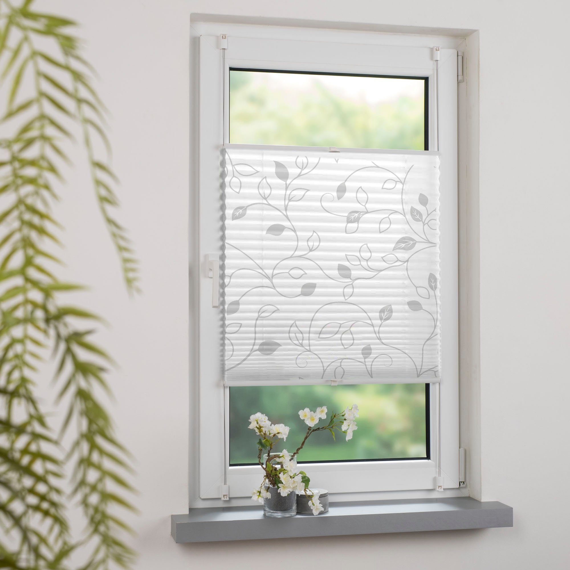 GARESA Plissee Ranke, Lichtschutz, ohne Bohren, verspannt, Klemmfix, einfache Montage, bedruckt, blickdicht