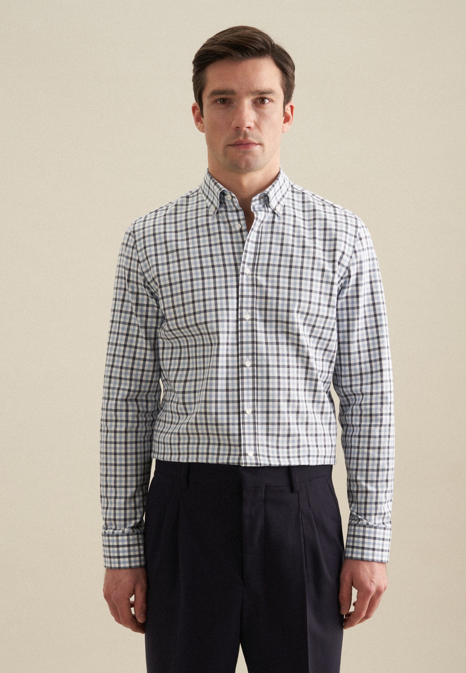 seidensticker Flanellhemd "Slim", Slim Langarm Button-Down-Kragen Karo günstig online kaufen