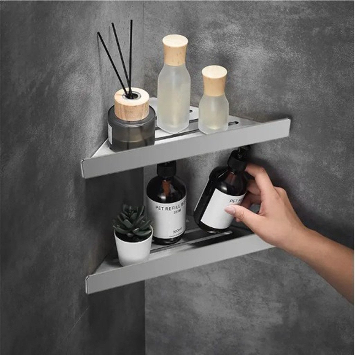 wohnwerk.idee Duschregal Badezimmerregal SF07 – Eck-Duschablage, Wasserablauf durch perforierten Boden