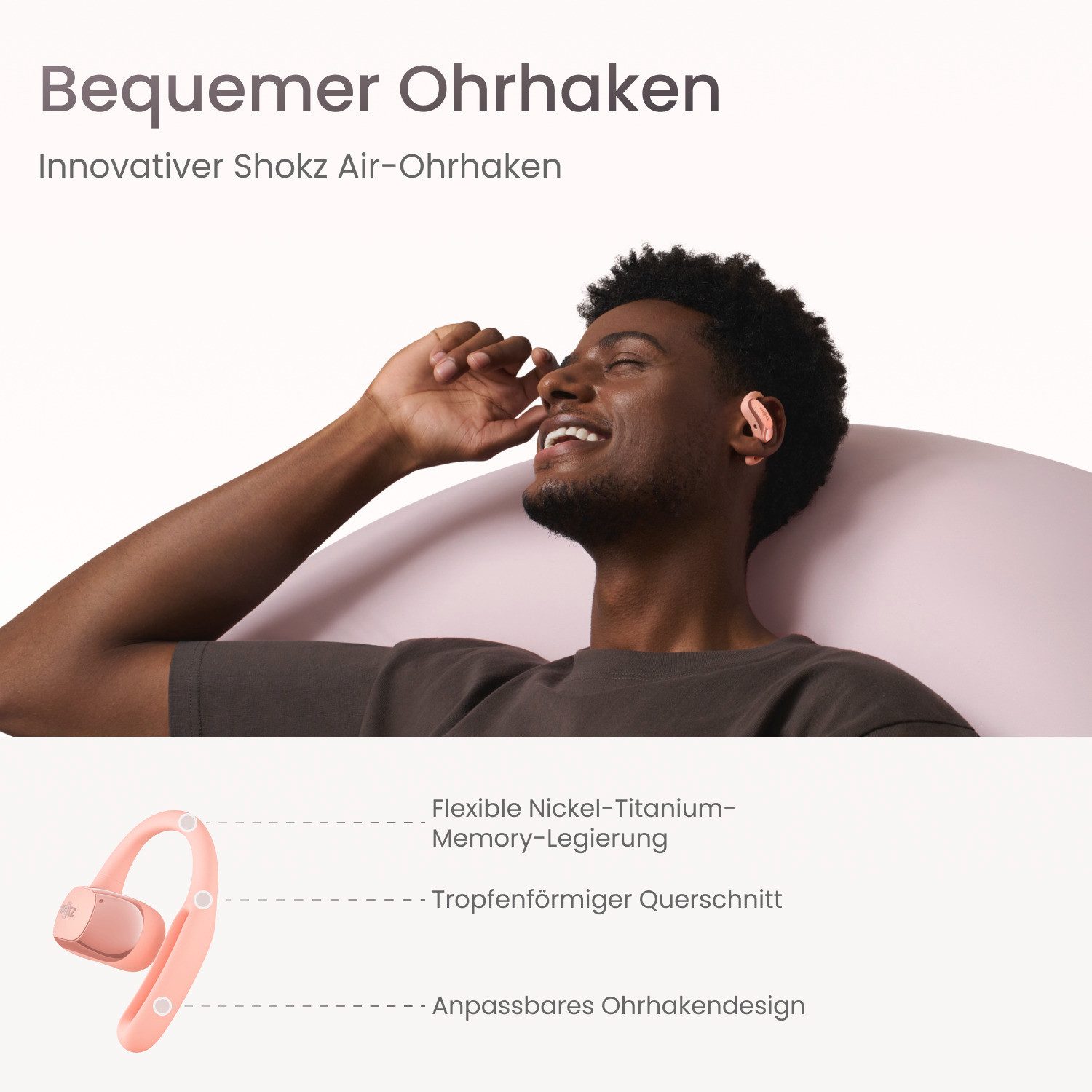 Shokz Shokz OpenFit Air Pink + Schutzhülle Bluetooth-Kopfhörer (Active Noise Cancelling (ANC), Mit Schutzhülle)