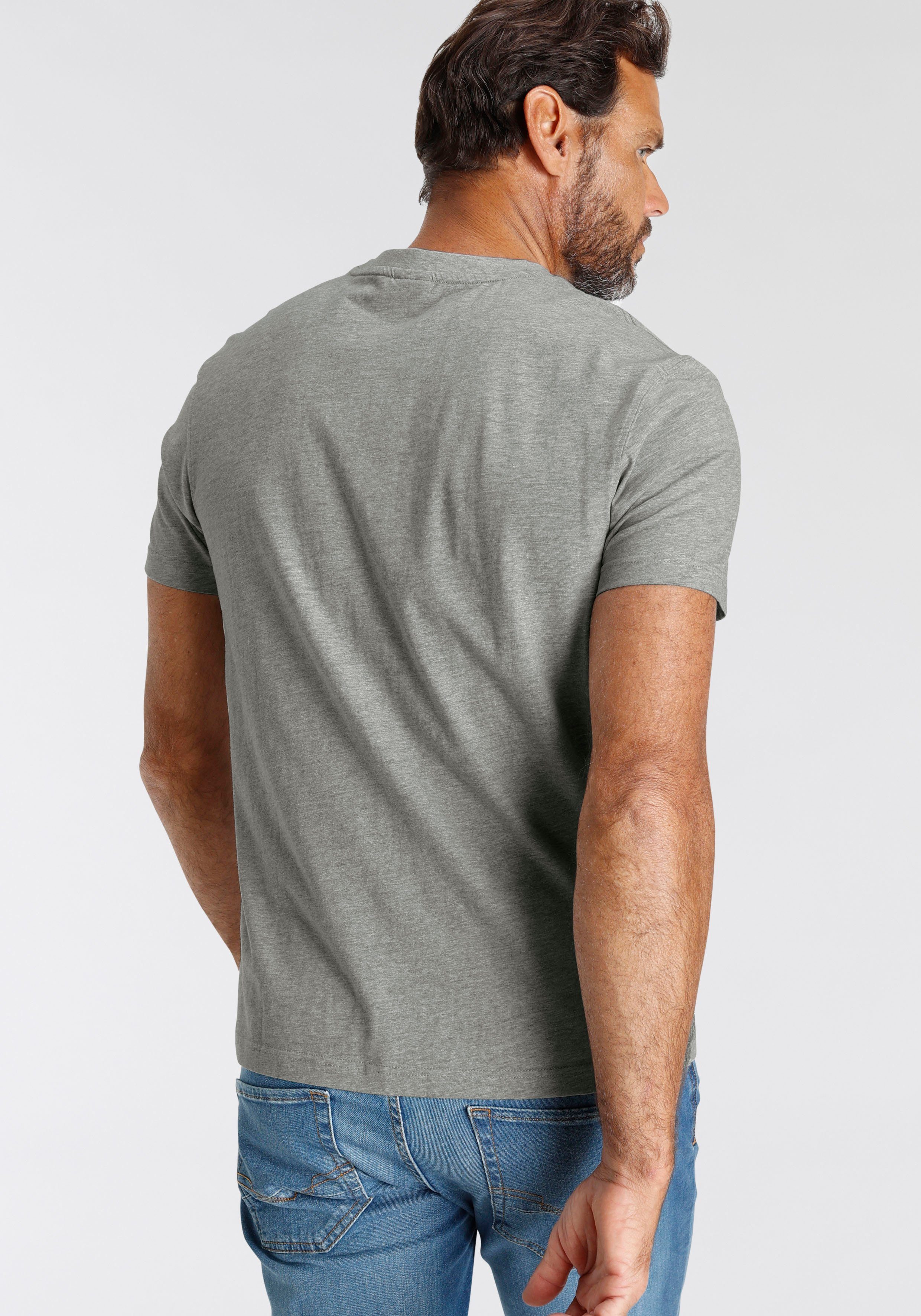 vorne Logo-Print T-Shirt mit grau H.I.S meliert
