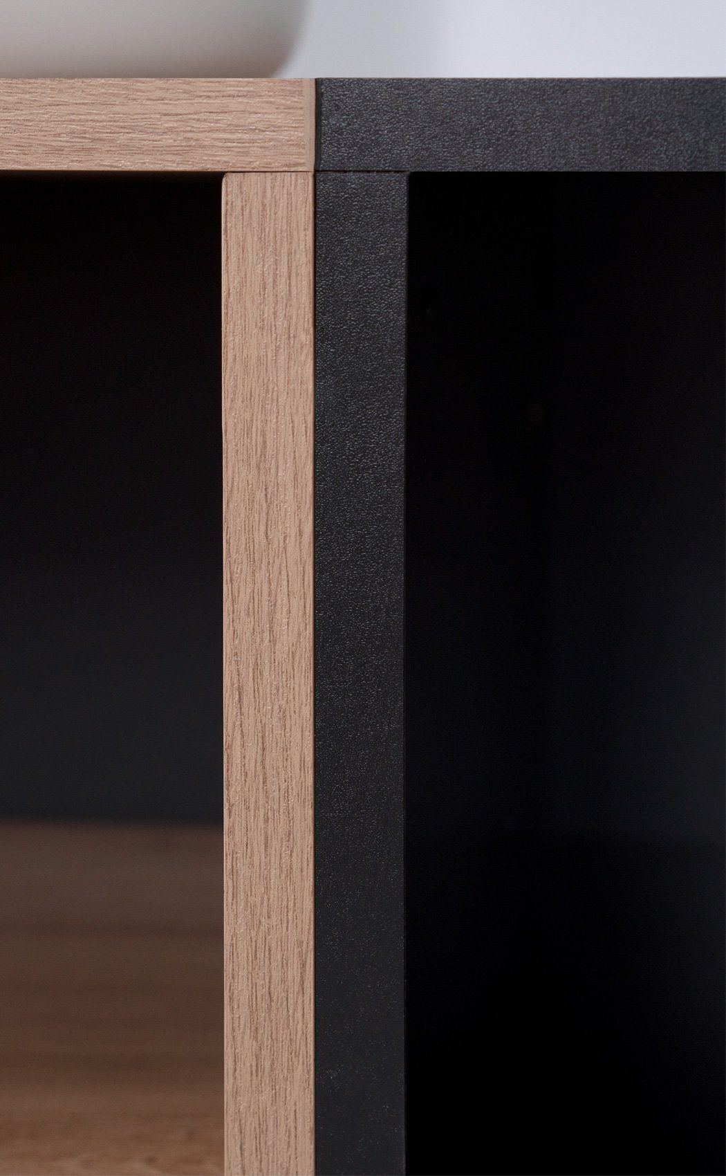 expendio Wohnwand Nante schwarz flexiblem mit Nb. 3-St), (Spar-Set, / Artisan 10, Einlegeboden Eiche grifflos