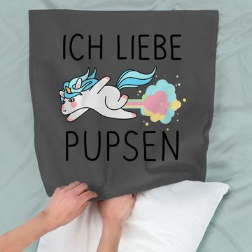 Kissenbezüge Ich liebe pupsen Einhorn - Furtz Lustig Pups Geschenk Fürze, Shirtracer (1 Stück), Deko-Kissen mit Spruch