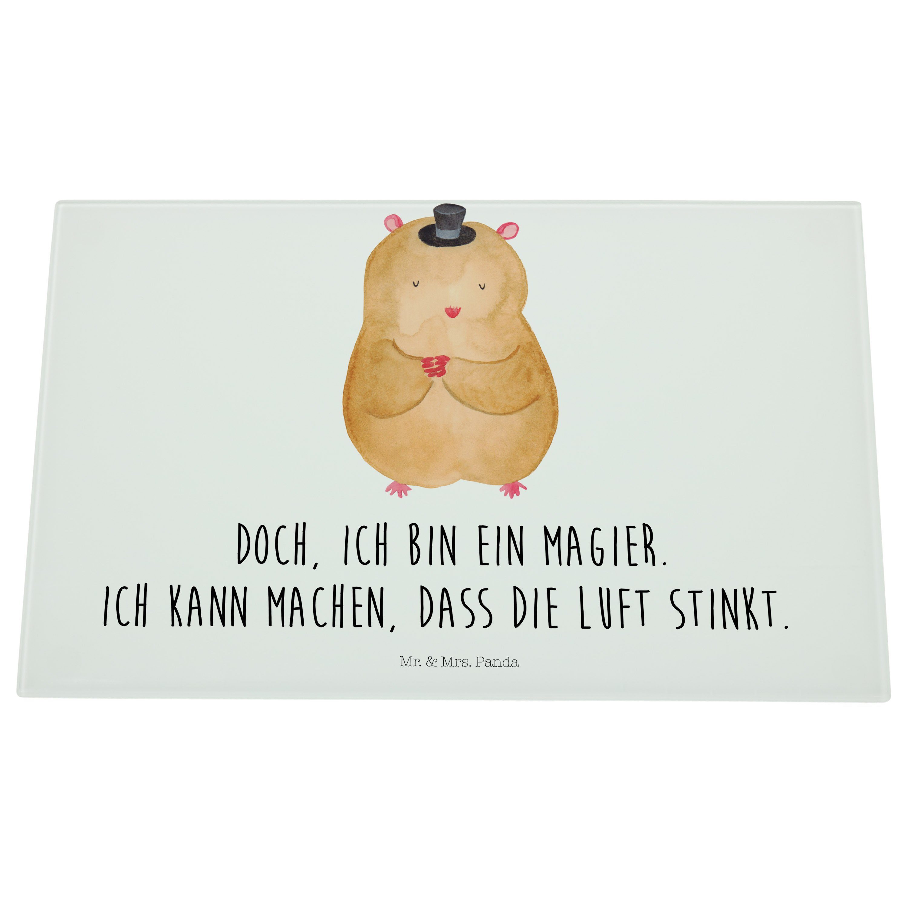 Geschenk, Laune, Premium Hut - Mr. Hamster mit - Schneidebret, Panda Glas, Zauberer, Gute & Servierbrett Mrs. Weiß (1-St)