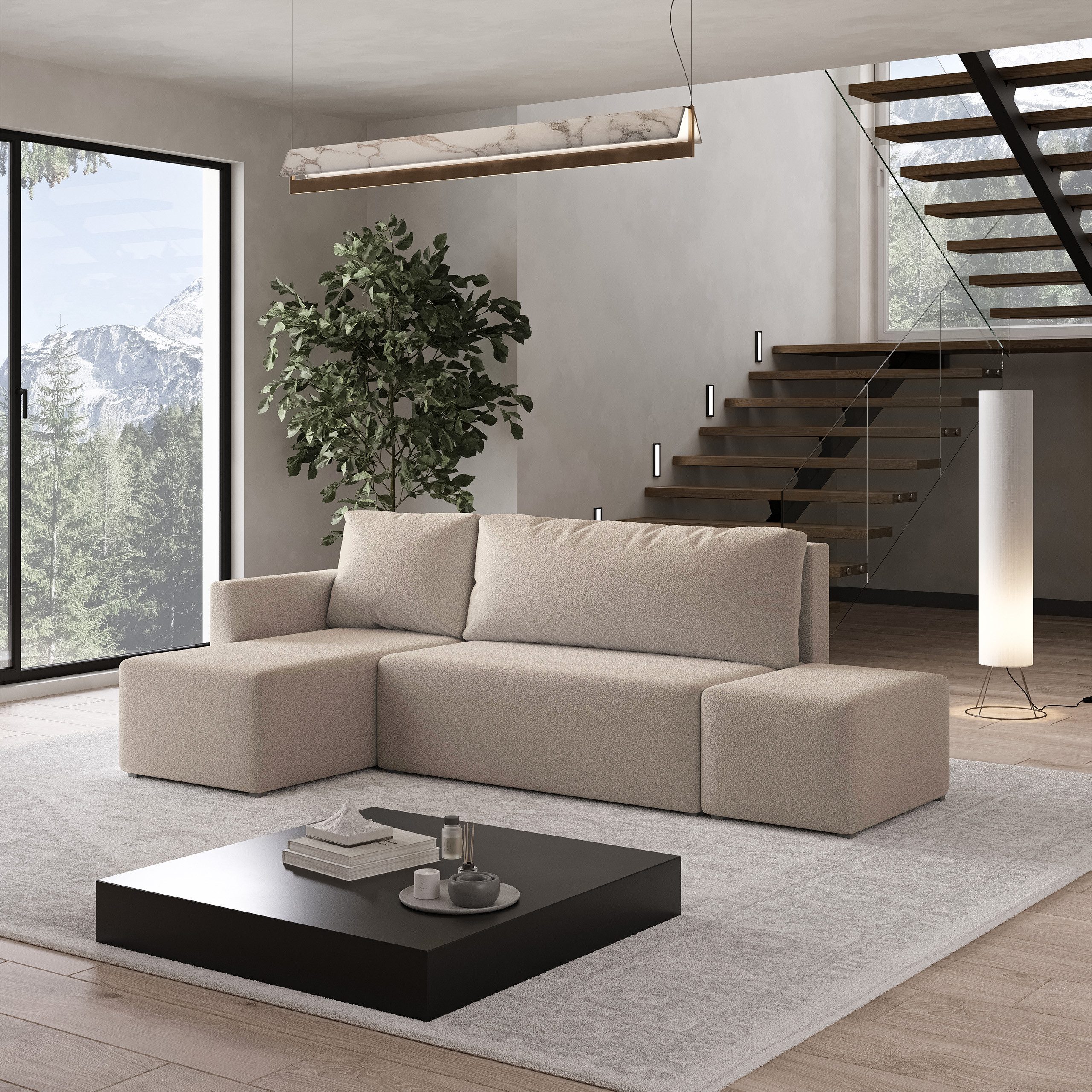 Masseno Ecksofa VELOTTI mit Schlaffunktion L-Form, Sofa mit Bettkasten