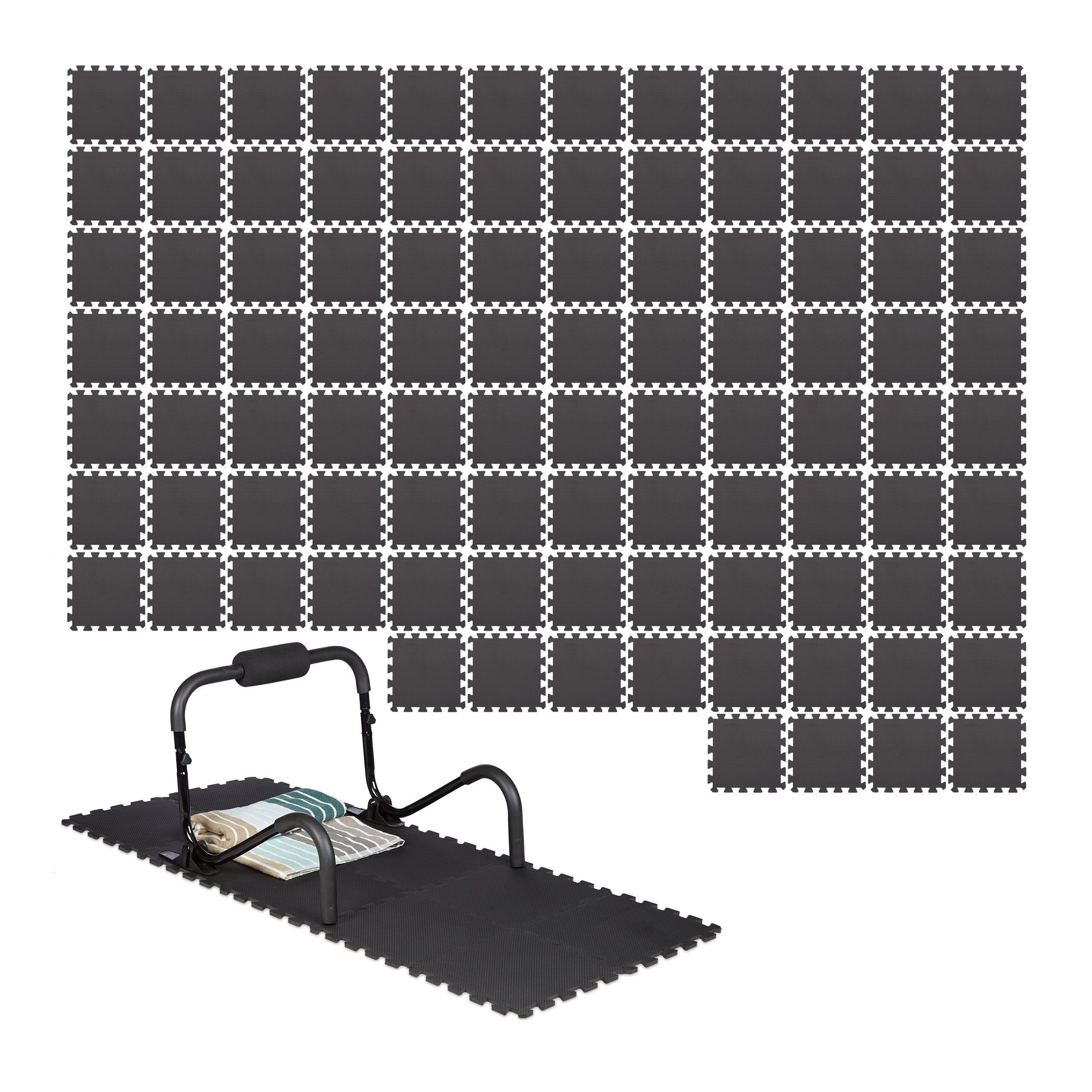 relaxdays Bodenmatte 96 x Bodenschutzmatte Fitnessgeräte Set
