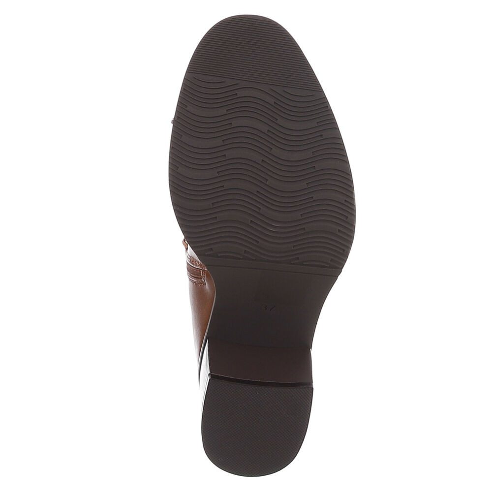 Ital-Design Elegante Damen-Stiefel mit Blockabsatz für Alltag und Freizeit Stiefel (90755920) Blockabsatz Stiefel in Camel