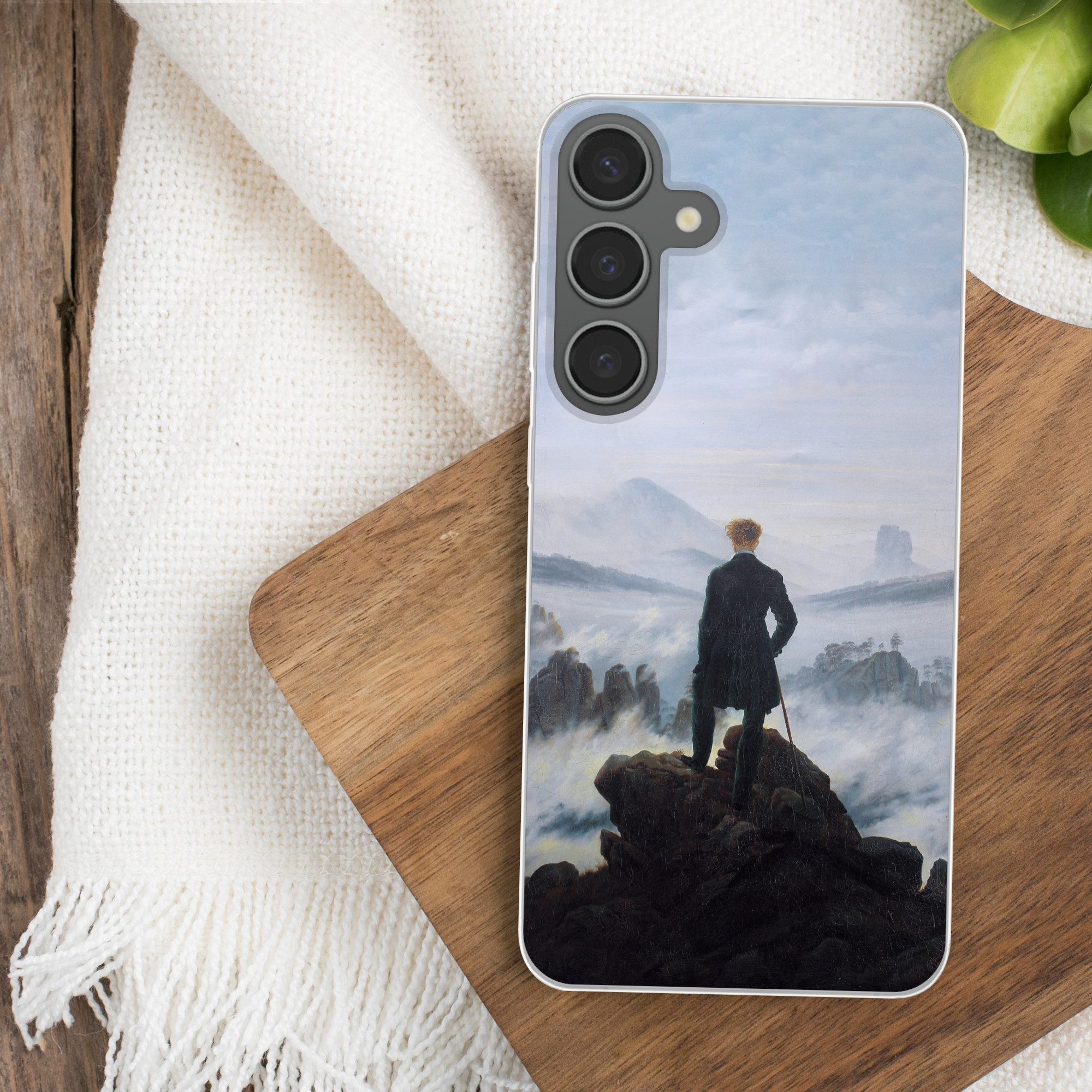 MuchoWow Handyhülle für Samsung Galaxy S24 Plus Der Wanderer über dem Nebelmeer - Caspar D, Phone Case, Silikon, Schutzhülle Dünn