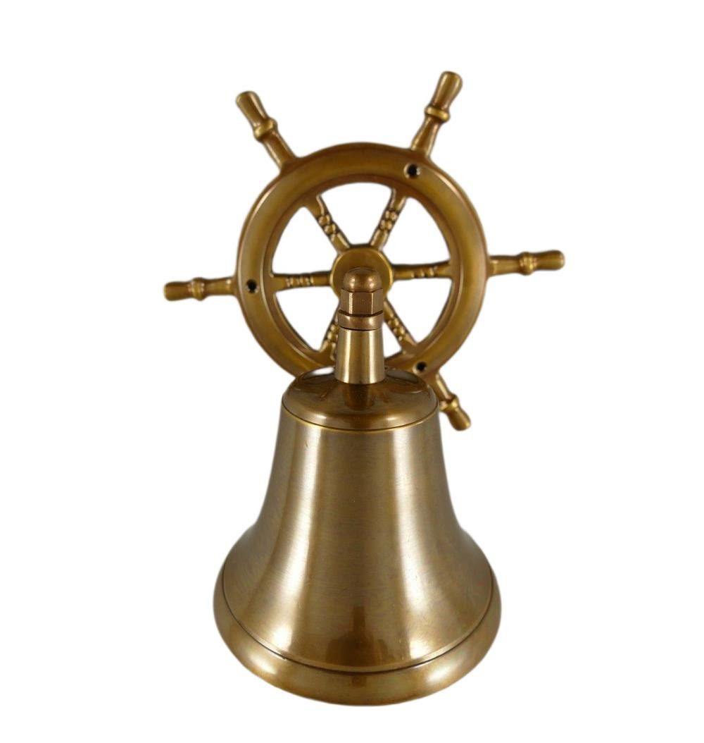 Wandhalter Ø Dekoobjekt Altmessing Glocke, mit Glocke, mit Steuerrad Steuerrad 11,5 cm Wandglocke Linoows Schiffsglocke, bronziertes