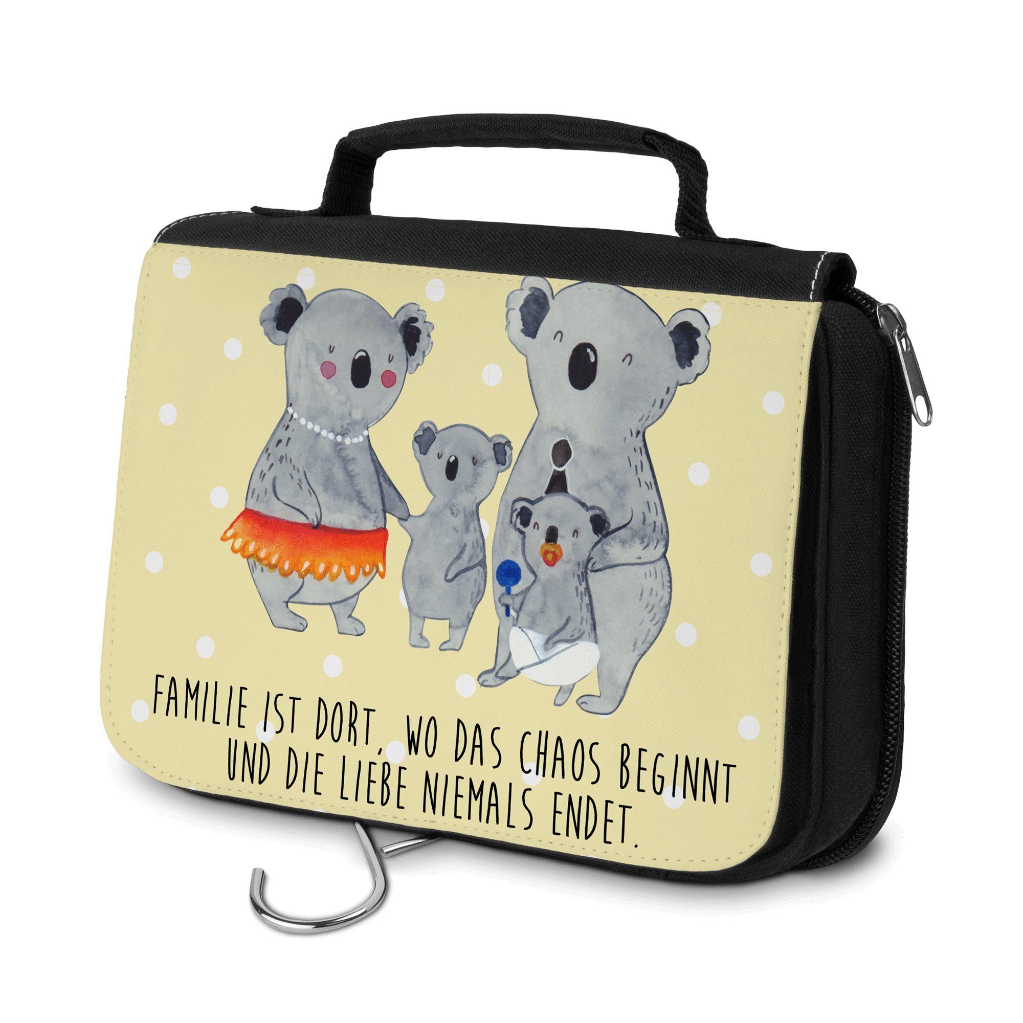 Mr. & Mrs. Panda Kulturbeutel Koala Familie - Gelb Pastell - Geschenk, Familienleben, Kinder, Papa, (1-tlg)