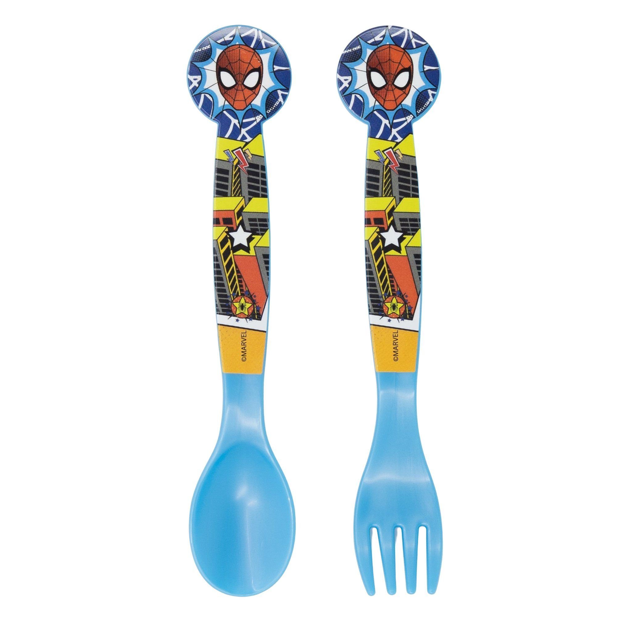 MARVEL Lunchbox Spiderman 4 teiliges Set - 3 Kammer Brotdose Trinkflasche Besteck, (4-tlg)